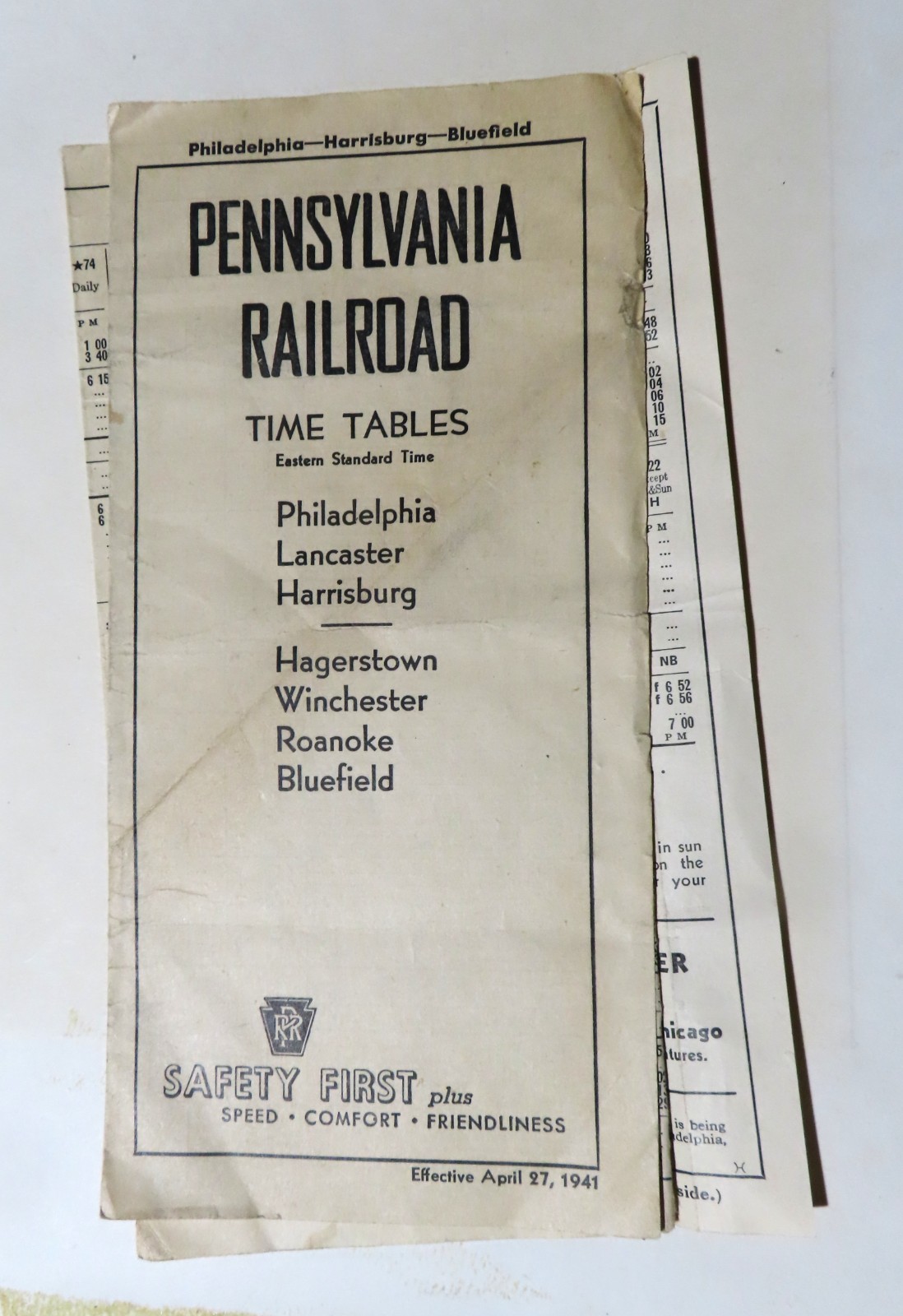 Vintage 1941 Pennsylvania Railroad PRR Philadelphia Timetable Vintage 1941 Pennsylvania Railroad PRR Philadelphia Timetable