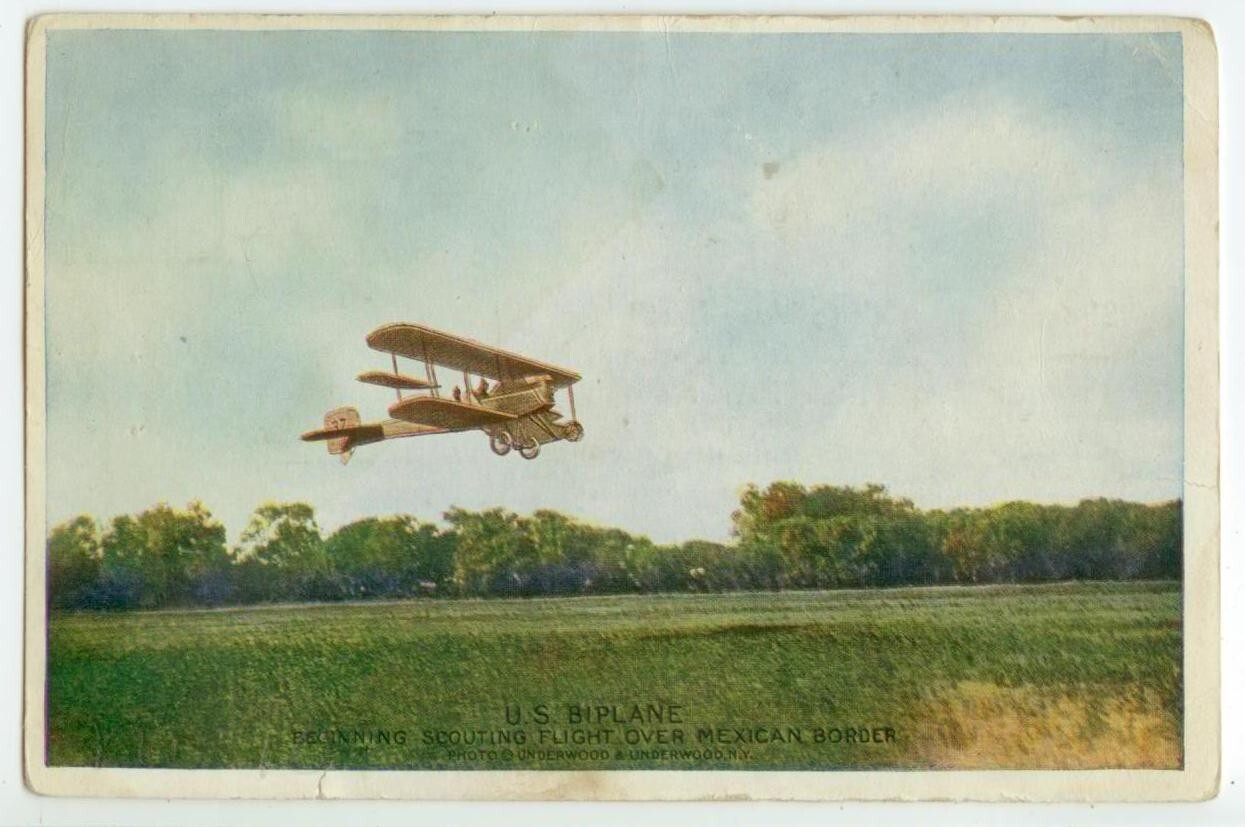 c1916-17 Mexican Border War - US Biplane Scouting Flight Over Mexican Border