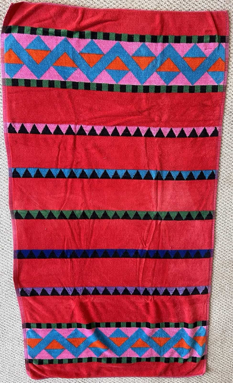 VTG Royal Terry Geometric Southwestern Beach Towel Colorful Brazil 30x56 Vibrant