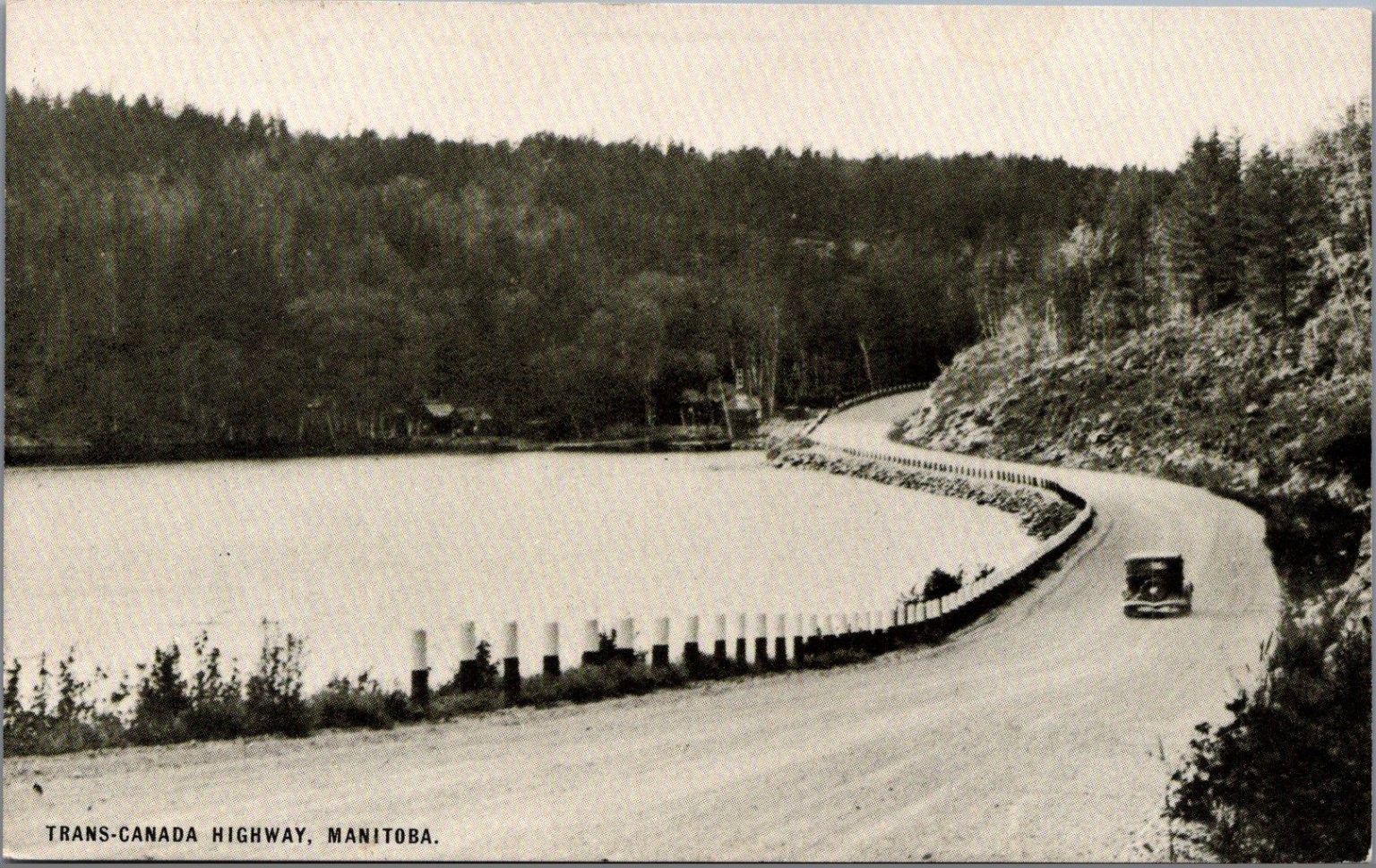 Trans-Canada Highway Manitoba Vintage RPPC Postcard Conoco Tour Aide Car