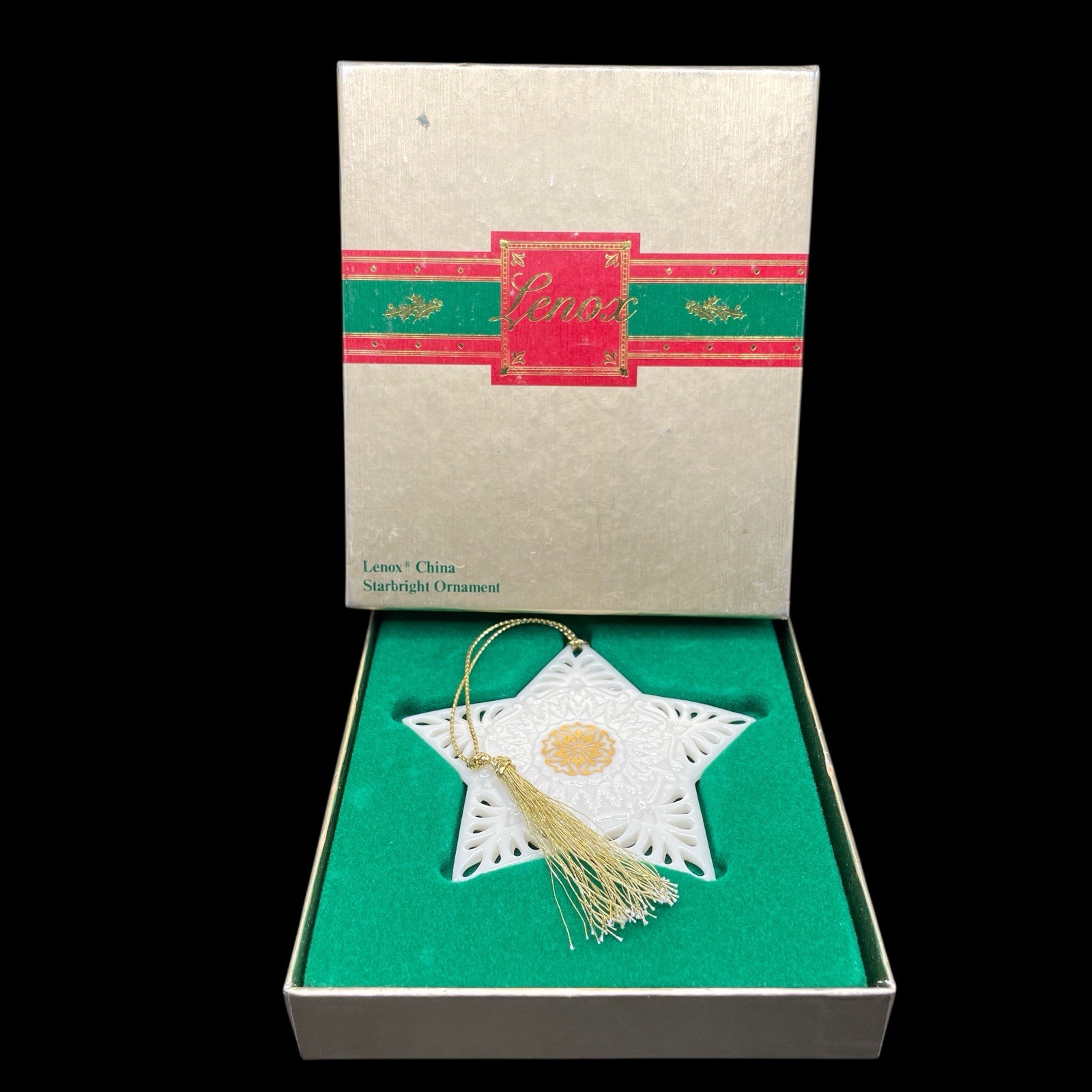 1988 Lenox China Starbright Ornament Fine China Gilt Trim IOB (In Original Box)