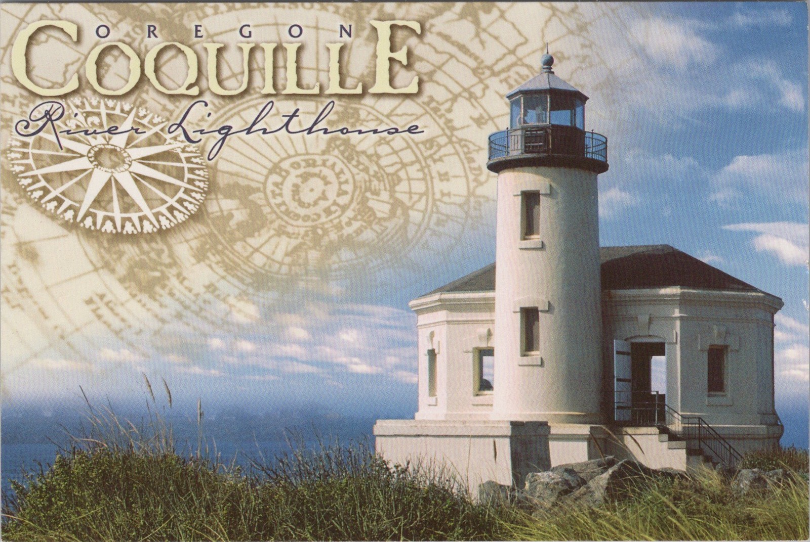 Bandon Oregon OR Coquille River Lighthouse Nature's Design 4x6 Postcard