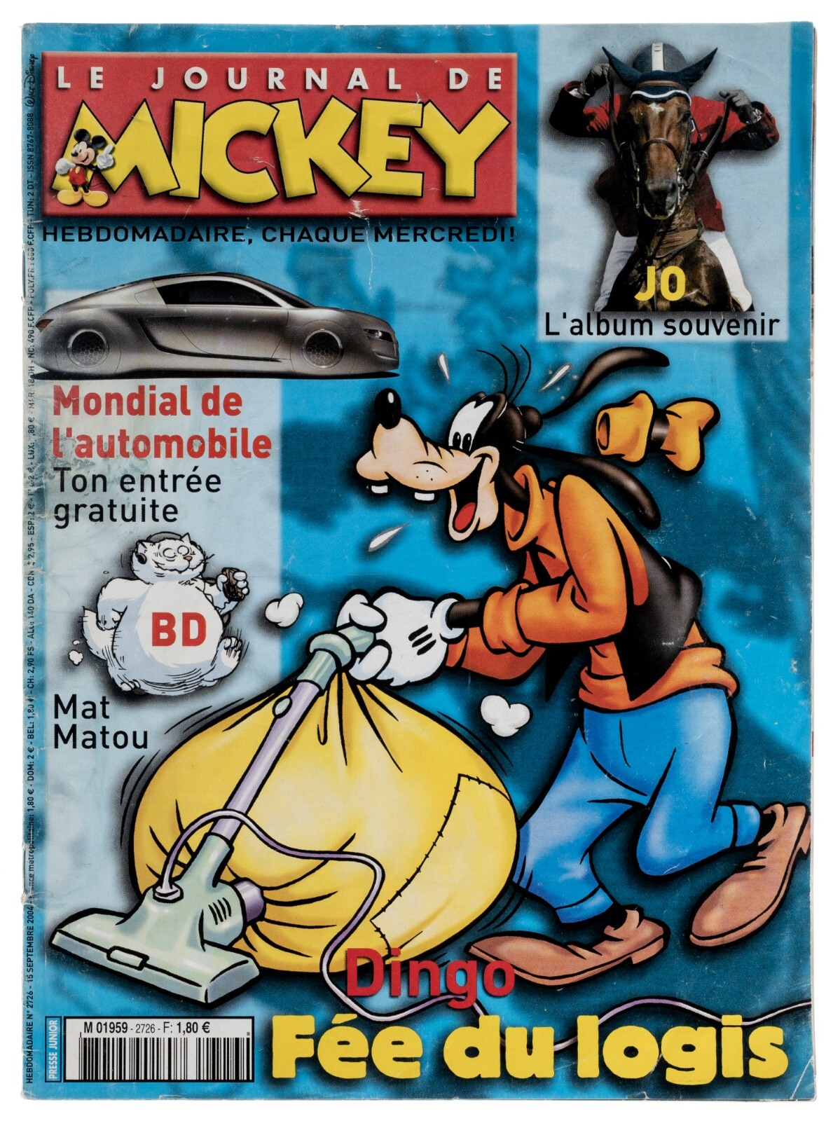 Le Journal De Mickey French Comic Book 2726 Mat Matou Disney September 15 2004
