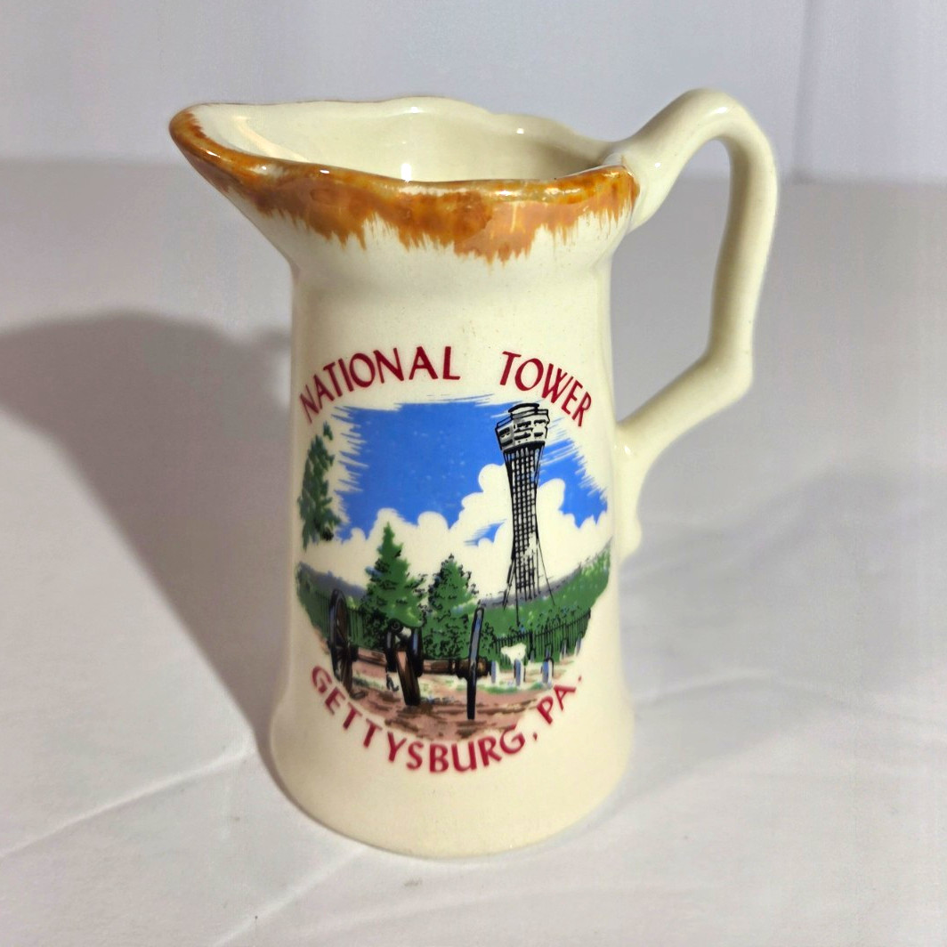 Vtg Gettysburg National Tower Creamer Pitcher Souvenir PA Historical Demolished