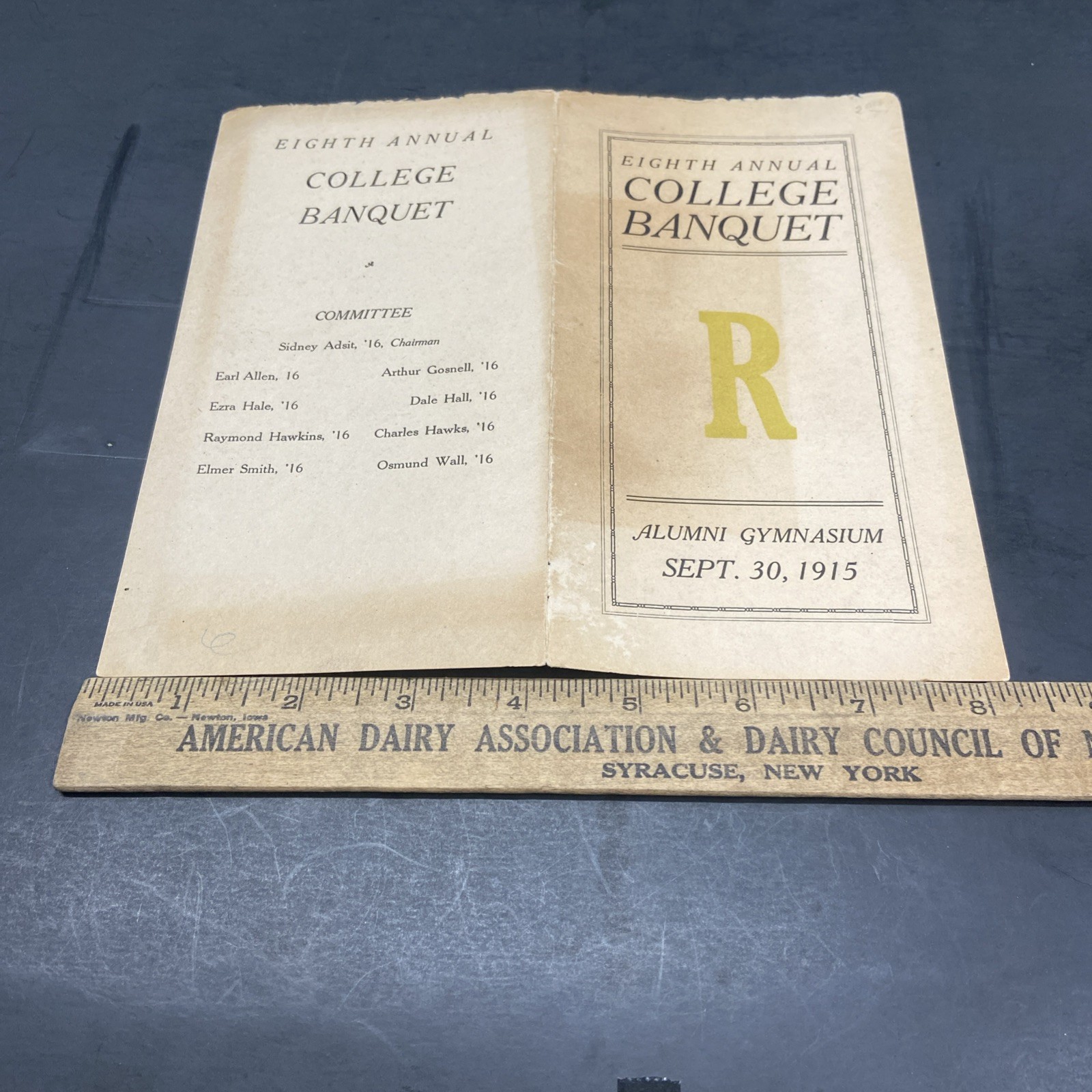 1915 University of Rochester 8th Annual College Banquet Program Ezra Hale 1916