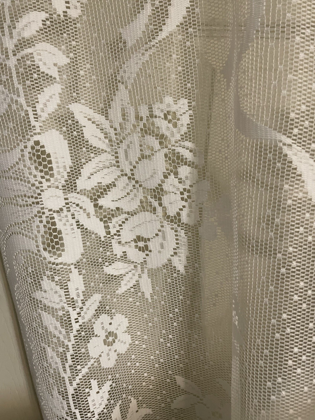 Vtg JC Penney Lace Curtain Panels (2) White Polyester 60x84 Floral  Scalloped