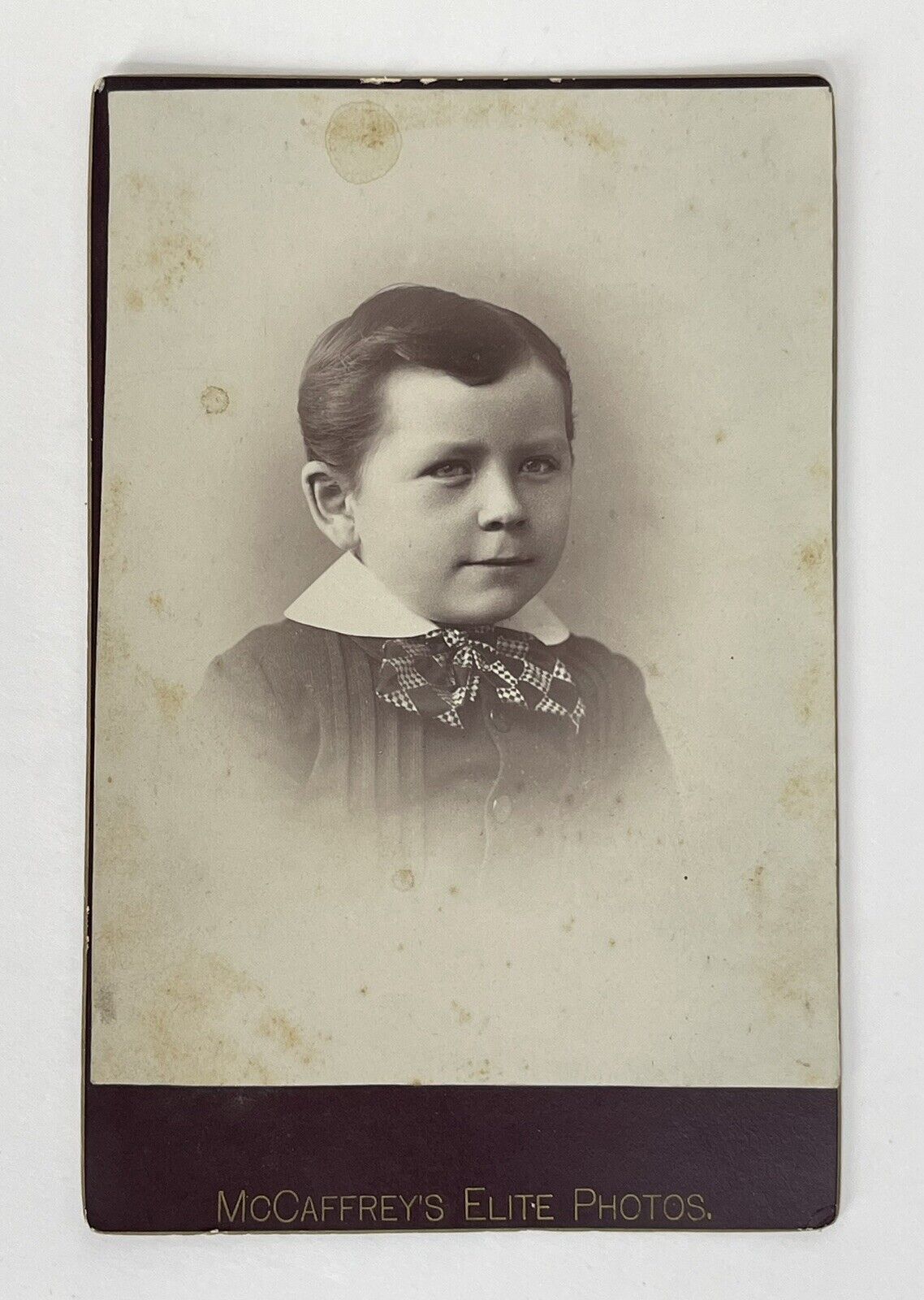 Antique Victorian Cabinet Card Photo Of Young Boy Child New York