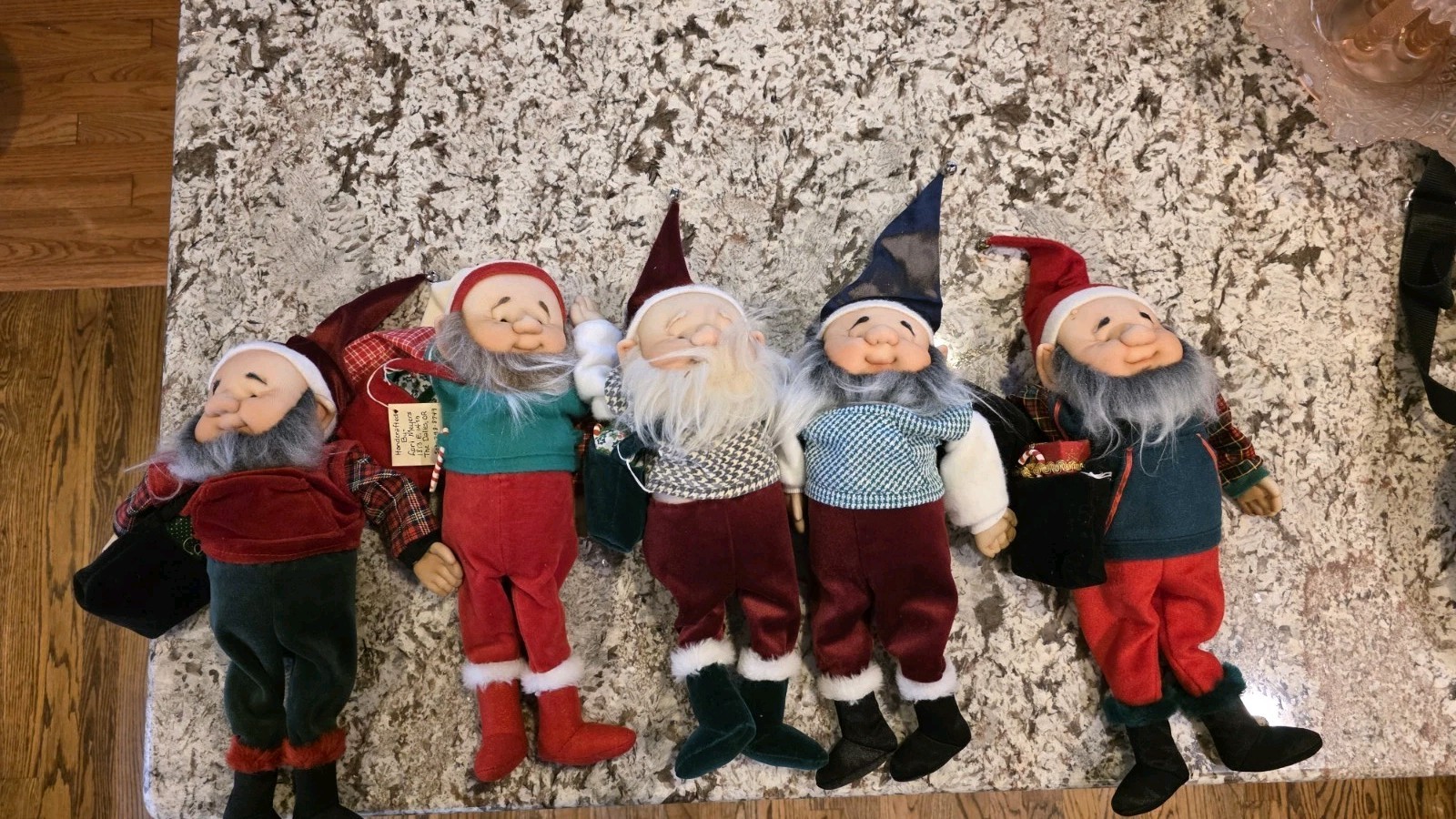Vintage Set Of 5 Handmade Christmas Elves Whimsical Well Done Signed By Artist