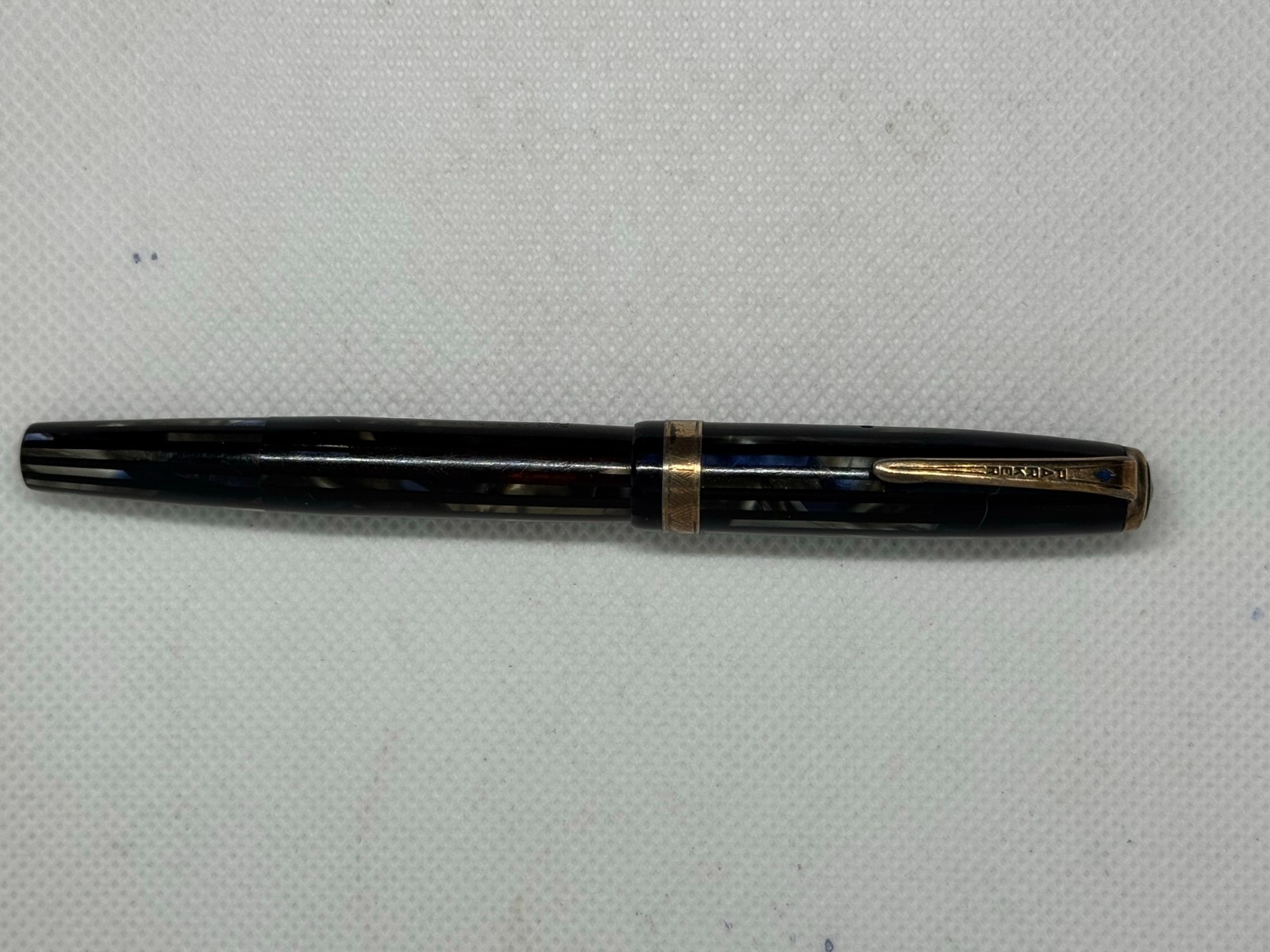 Vintage 1943 Parker Striped Duofold Major Fountain Pen - Blue Pearl - WORKING