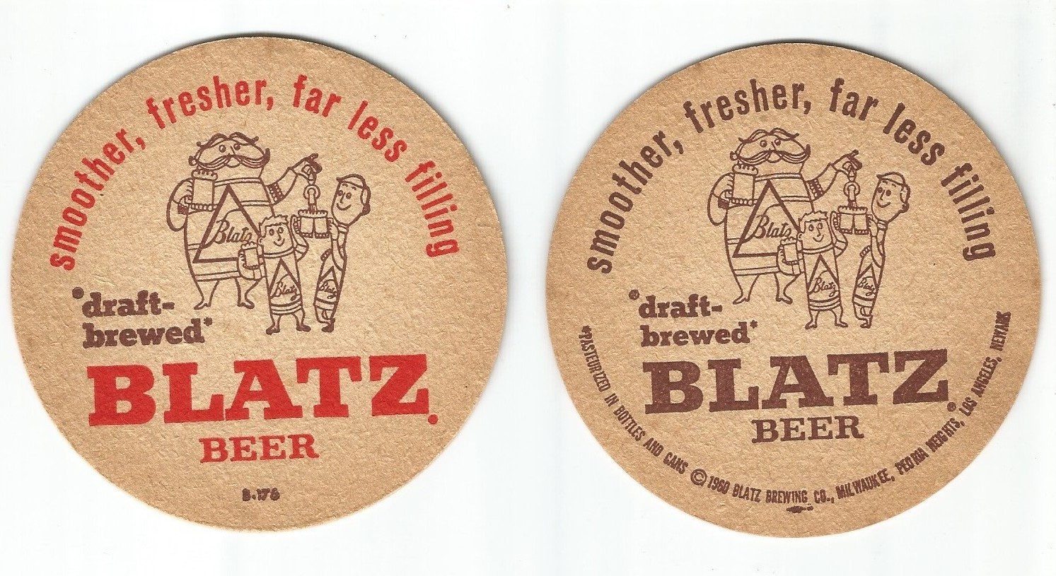 1950'a  Lot Of old Blatz Beer coasters Draft Brewed Smoother Blatz of Milwaukee