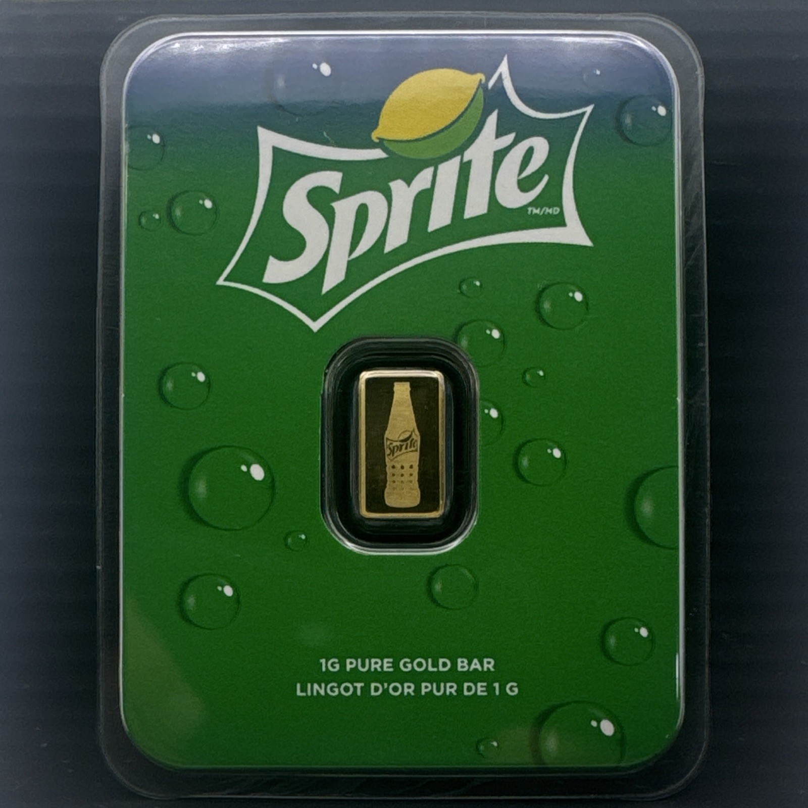 Sprite 1g Gold Bar 0.9999 999.9 Fine 1961 Cert #07039 Total 1g