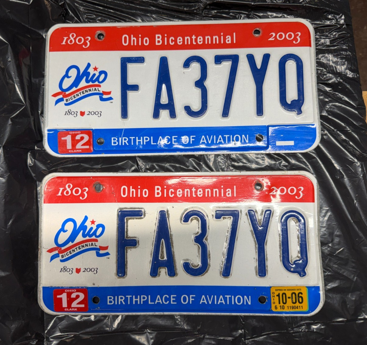2003 Ohio Bicentennial 1803-2003 Birthplace of Aviation License Plate Pair 