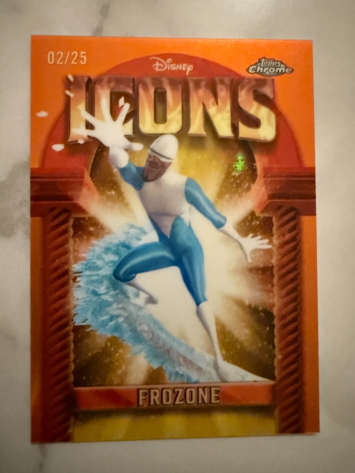 2025 Topps Chrome Disney Frozone Icons Orange Refractor /25 DI-6 SSP