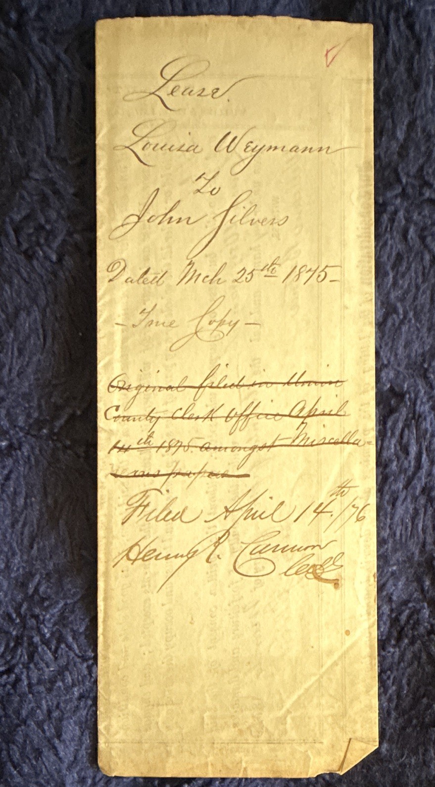 1875 Tenant Deed Weymann Newark, NJ
