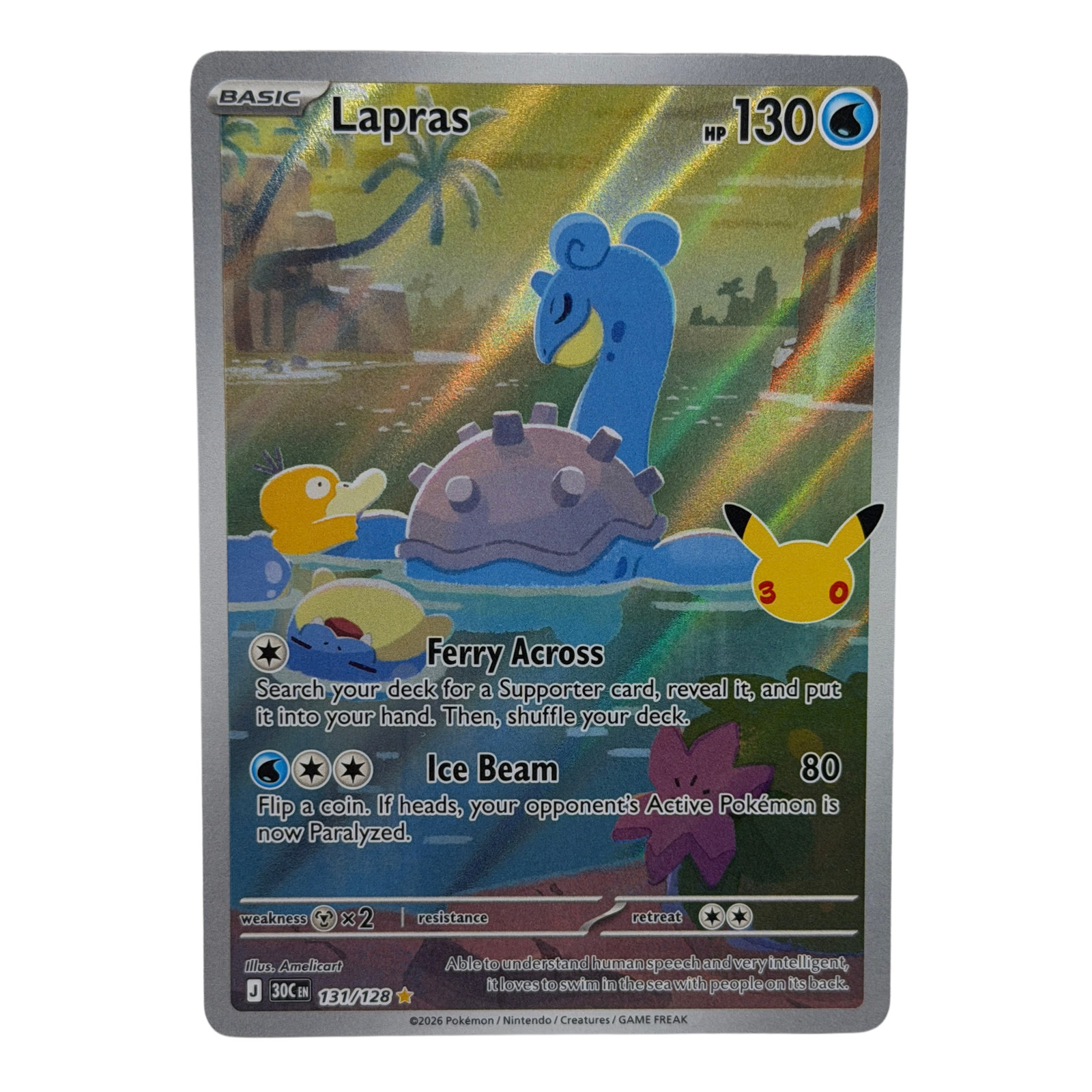 Pokemon TCG: Lapras Illustration Rare ME: 30th Celebration 131/128 NM