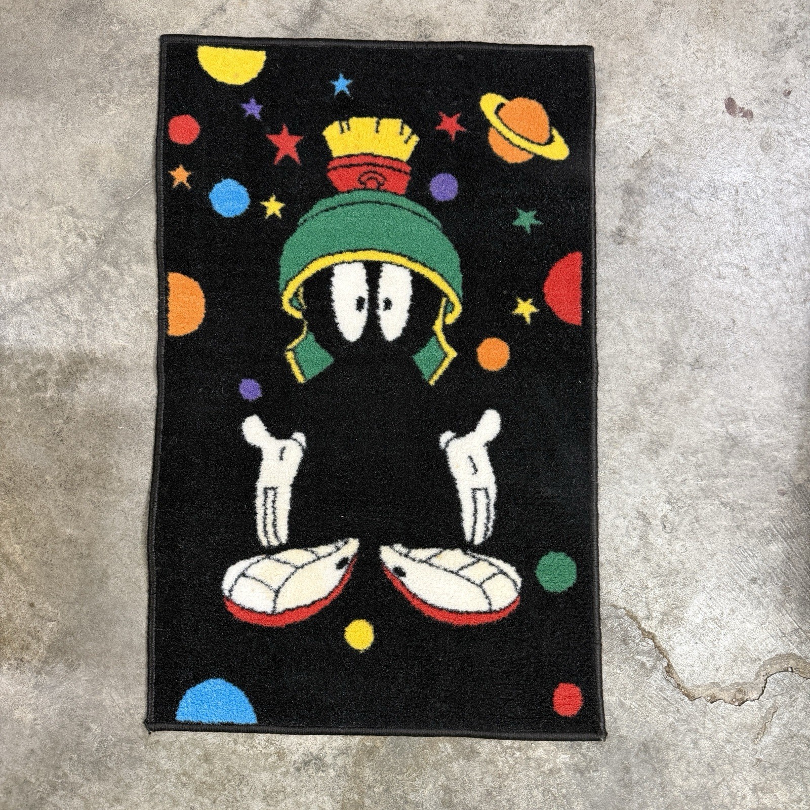 90s Marvin Martian Looney Tunes Carpet Rug Rare Vintage Nylon 22x35 HIGH Quality