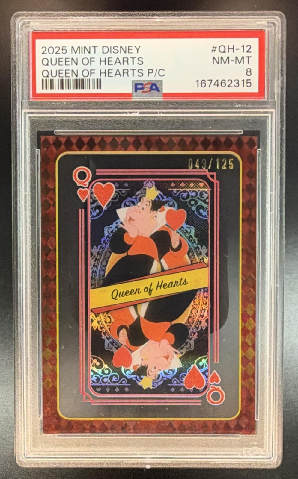 2025 Topps Mint Disney Queen of Hearts Acetate Playing Cards #049/125 PSA 8 C519