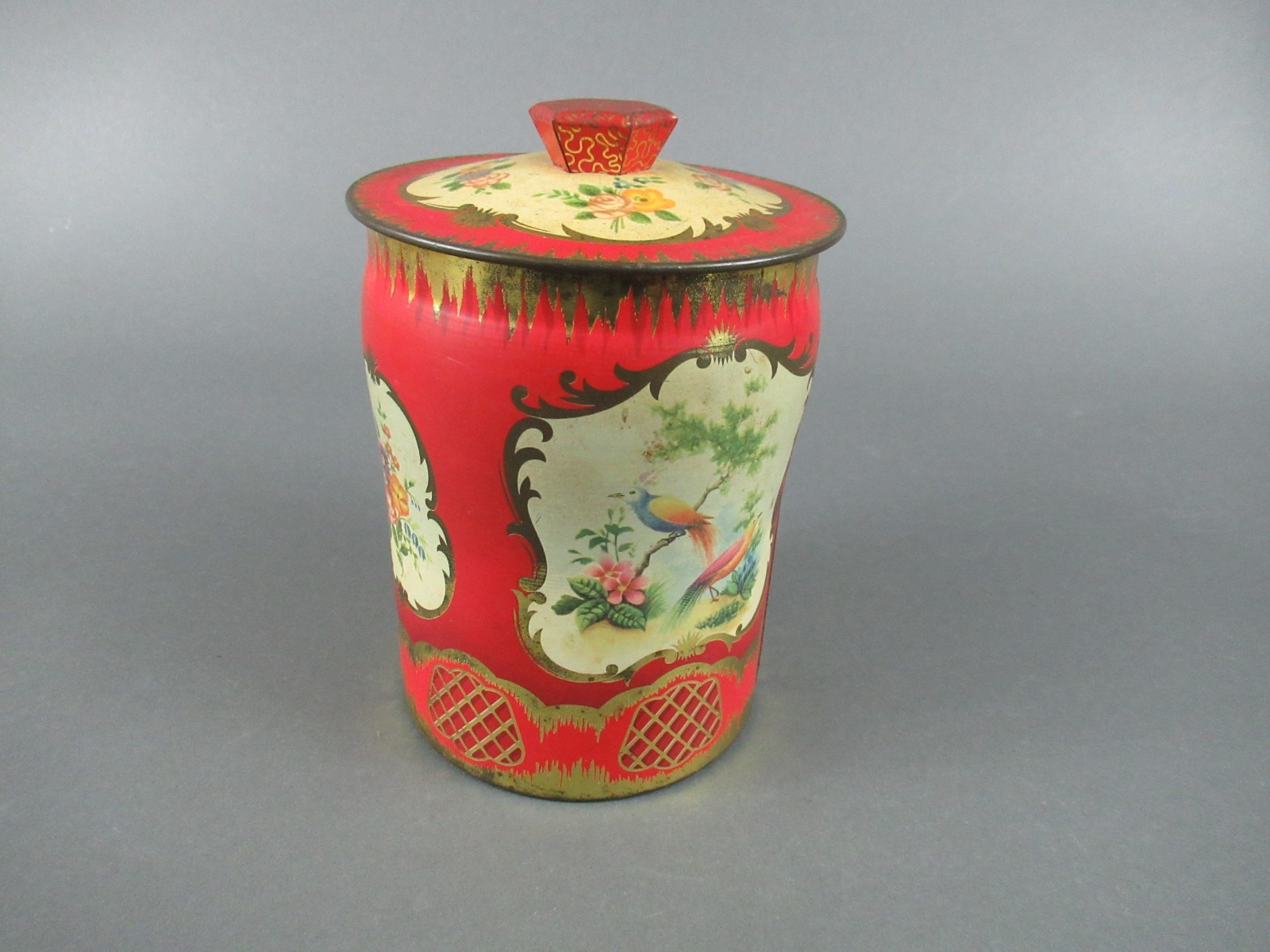 Vntg. George W. Horner & Co. Biscuit Tin with Floral Reserves Made in England