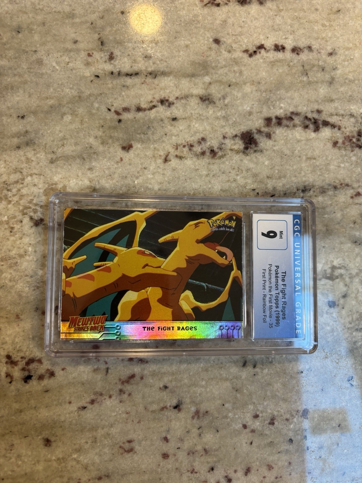 First Print 1999 Pokemon Topps Charizard Rainbow Foil CGC 9 Blue ULTRA LOW POP