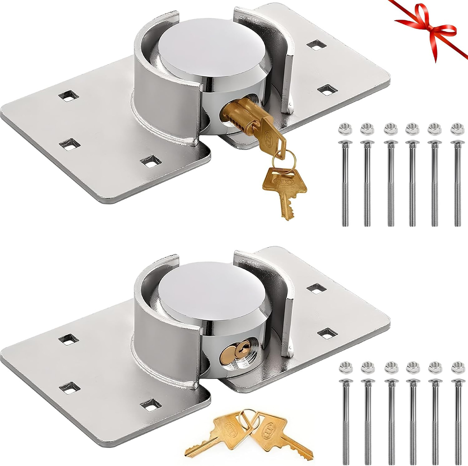 2 Pack Van Door Lock Set Keyed Different with 4pcs Keys, 80mm Screws