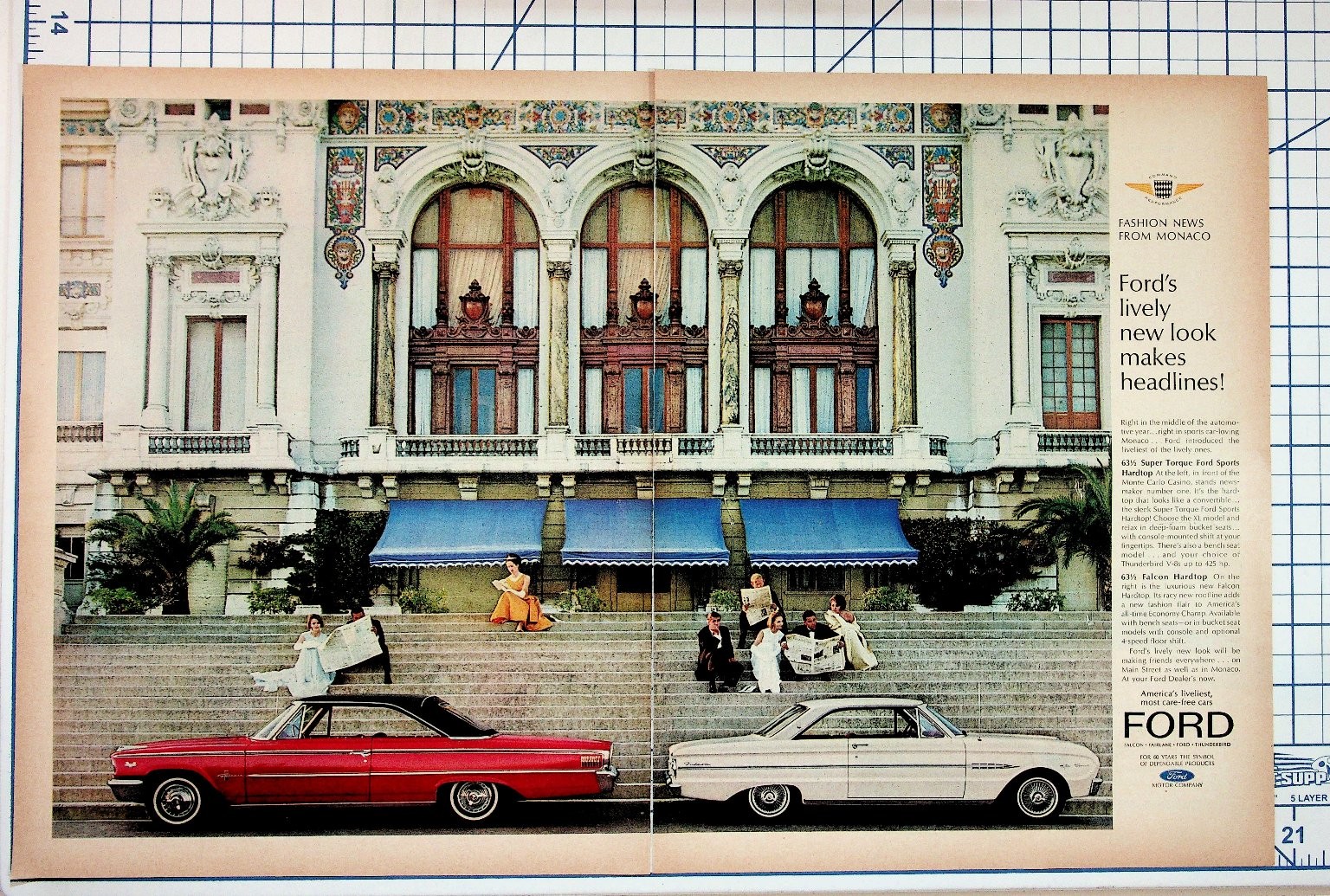 1963 Ford Galaxie Falcon Monaco Casino Vintage Car Magazine Ad