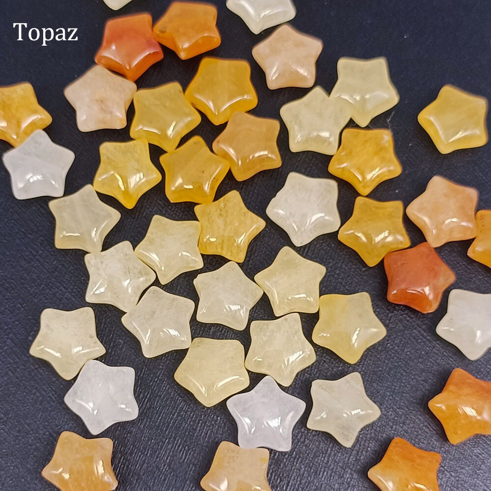 21pcs/Set 10mm Natural Crystal Pentagram Star Loose Beads Gemstone Jewelry DIY