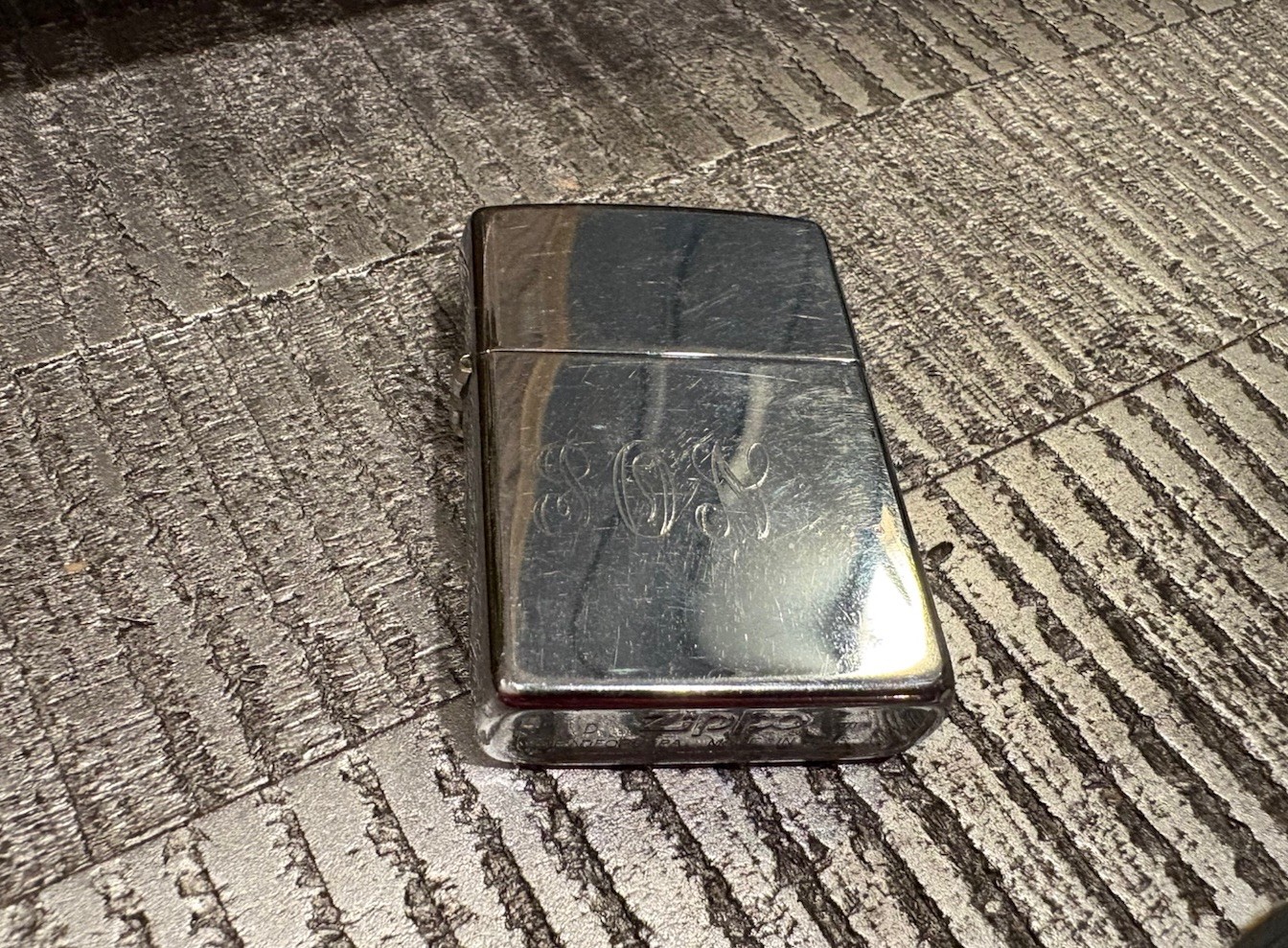 Vintage Zippo Lighter Polished Chrome Custom Monogram Engraved April 1991