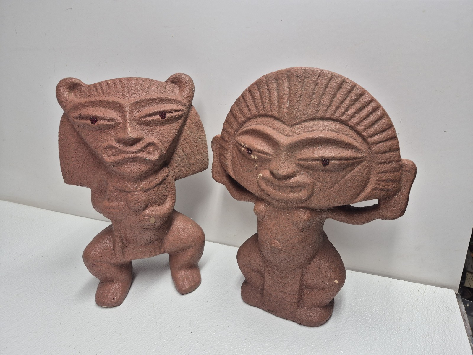 VTG Aztec Mayan Mexican Terracotta Clay Statues Pre-Columbian Style Folk Art...