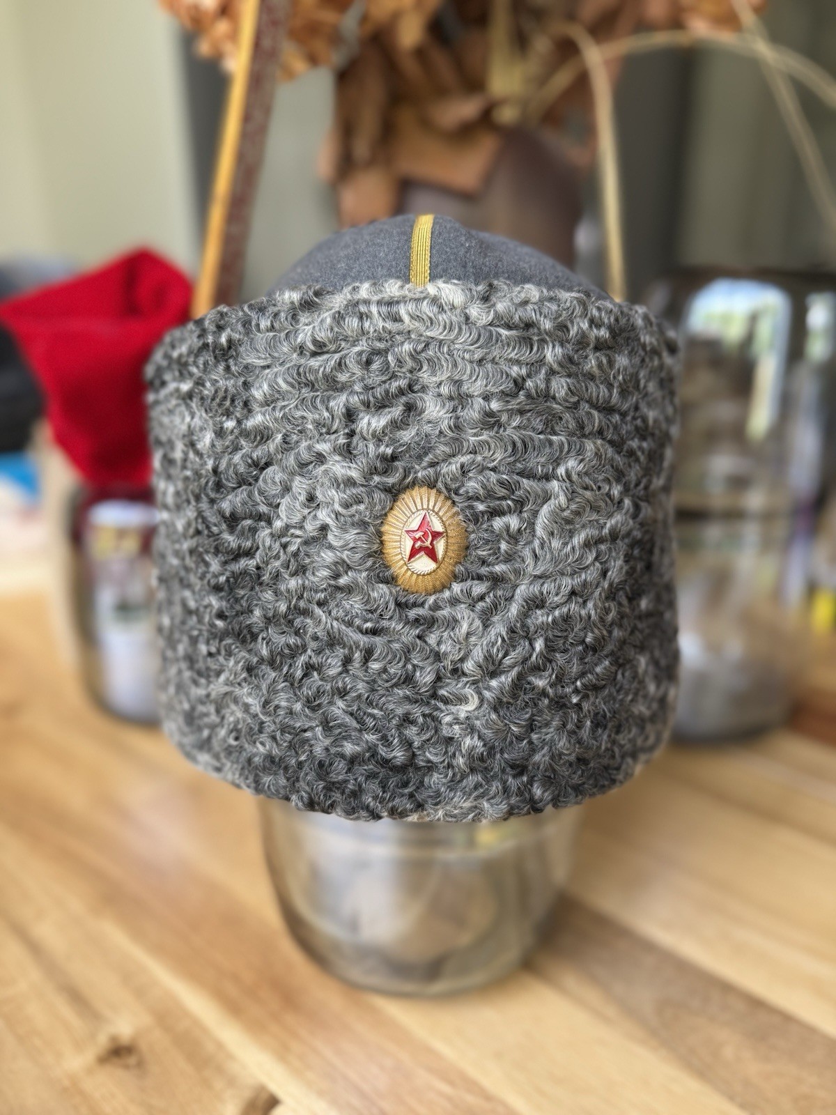 Original Vintage Soviet USSR General High fur Hat PAPAHA Papakha Karakul