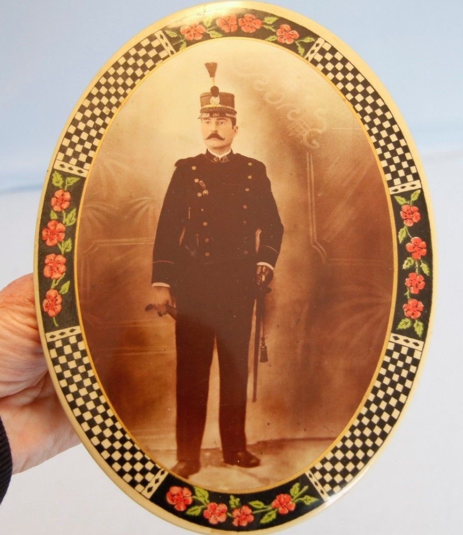 Late 19th or Early 20th Century France French Soldier Photo Display w Stand