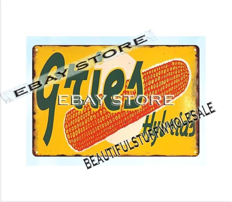 Gries Hybrids farm seed corn barn house metal tin sign pop shop signs banners