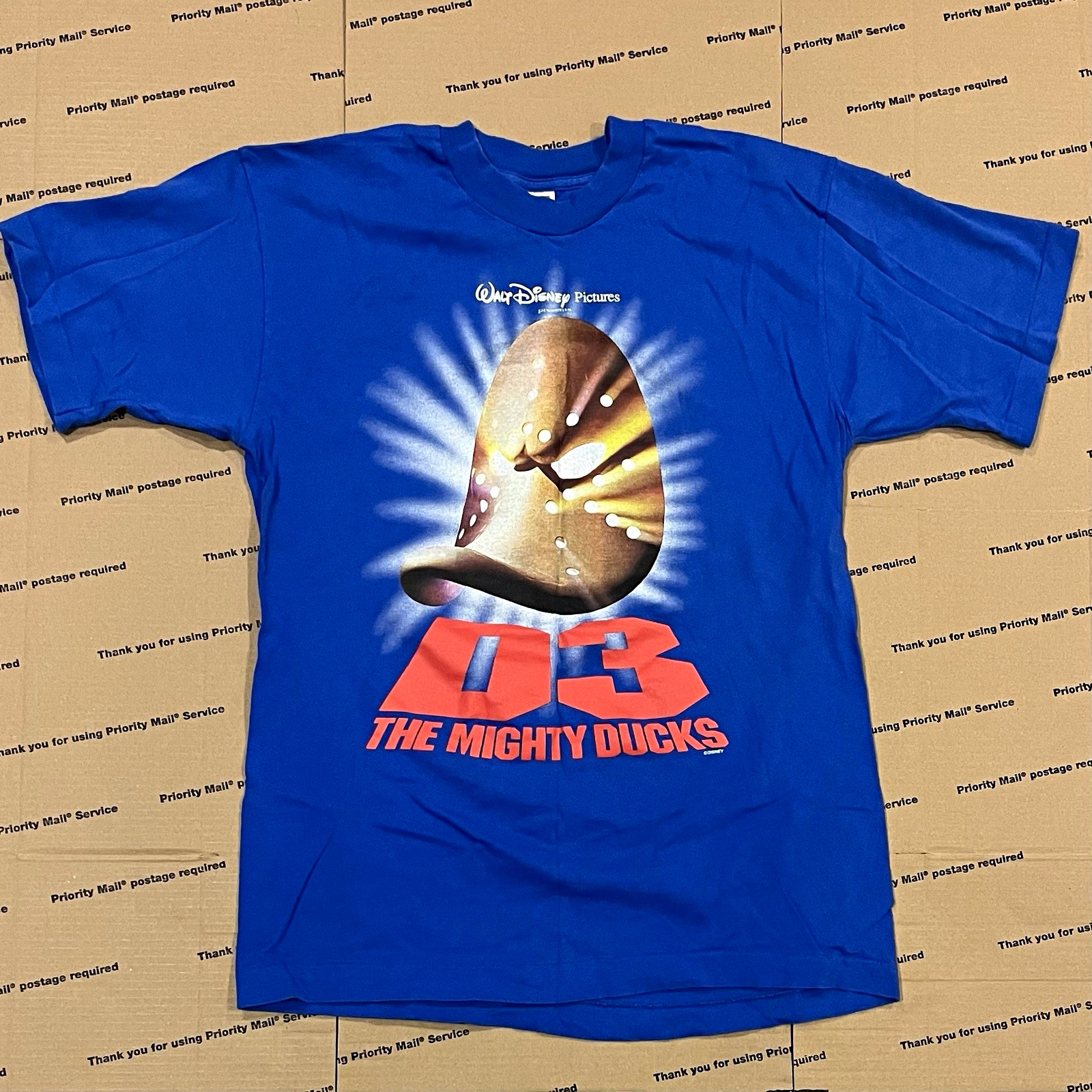 Vintage 90s D3 The Mighty Ducks T Shirt Large Disney Movie Promo Hockey RARE