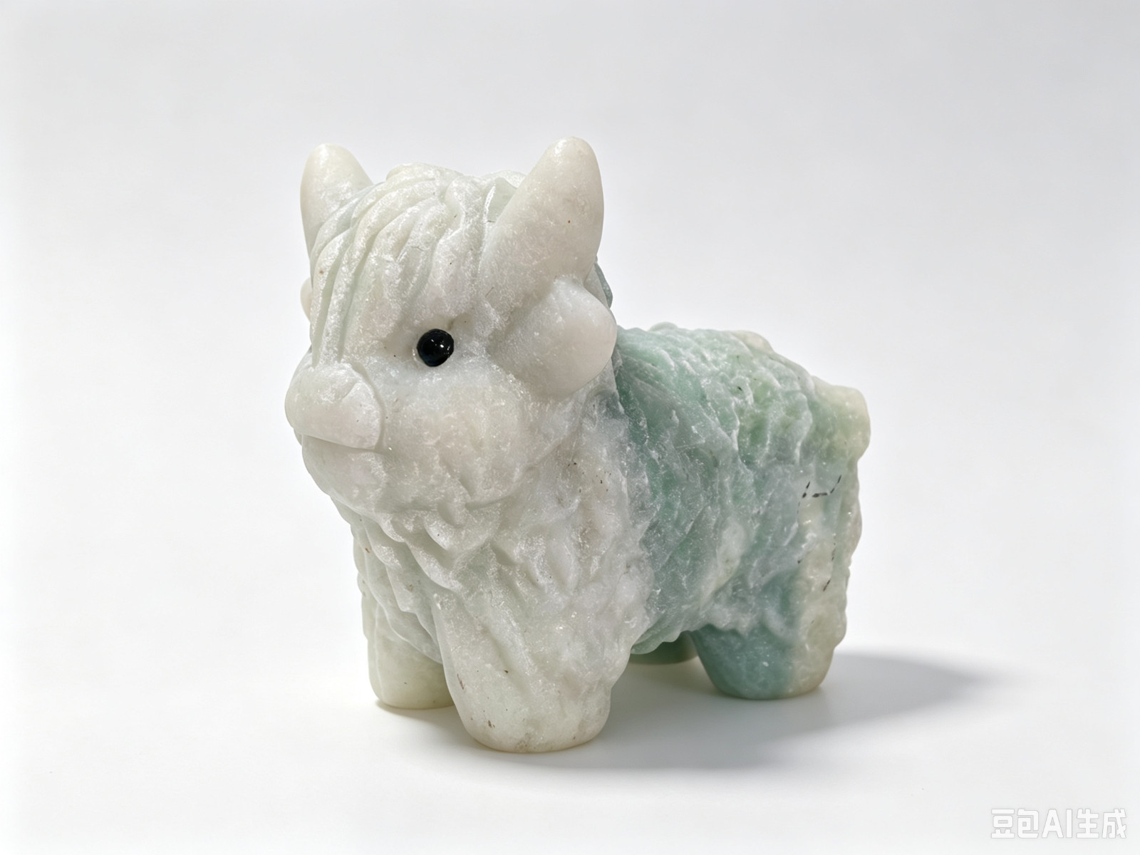 Natural Angelite Crystal Carving Cute Highland Cow Animal Figurine Home Decor