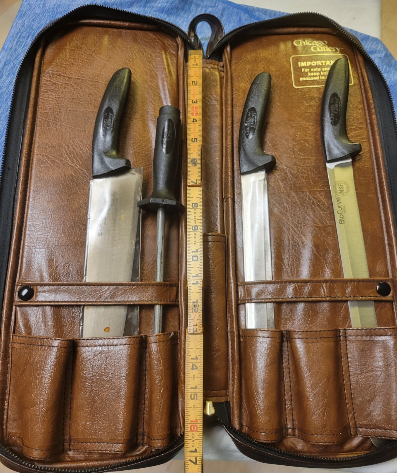 Vintage 1984 Chicago Cutlery Set(4)  Biocurve Zipped Travel Case Orig Papers 