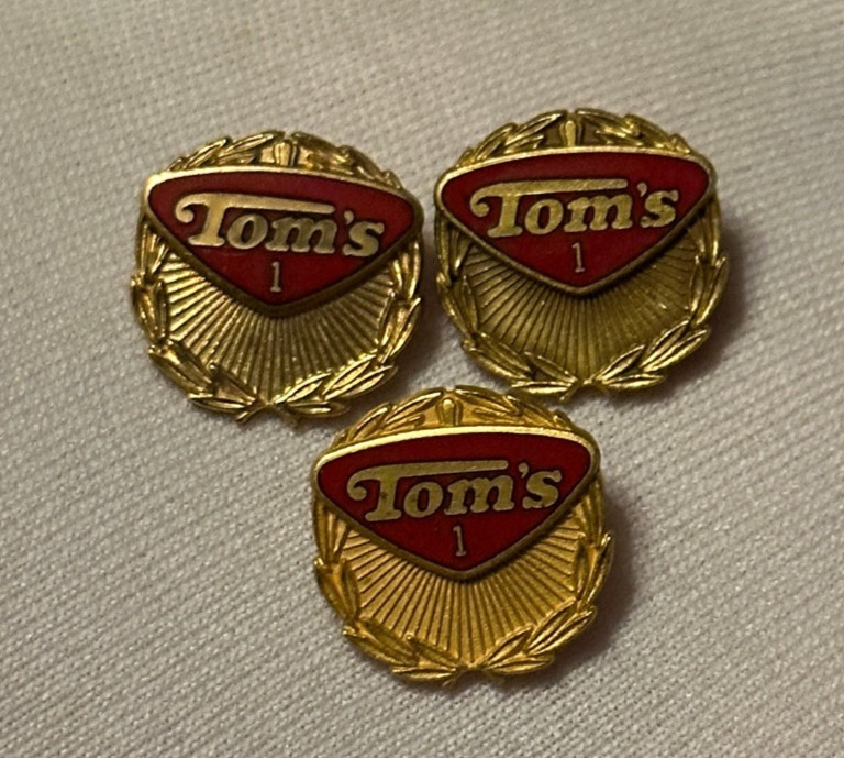 Lot x3 Vintage Tom\'s Peanuts Employee 1 Year Service Award Lapel Pins Jostens