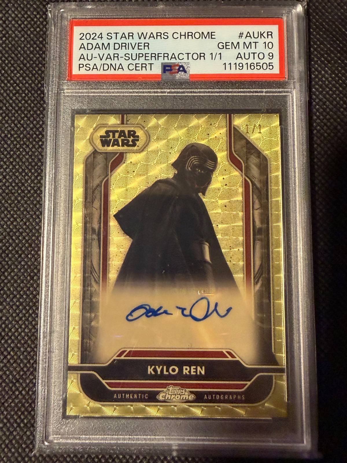 2024 Topps Chrome Star Wars KYLO REN Adam Driver AUTO Superfractor 1/1 PSA 10
