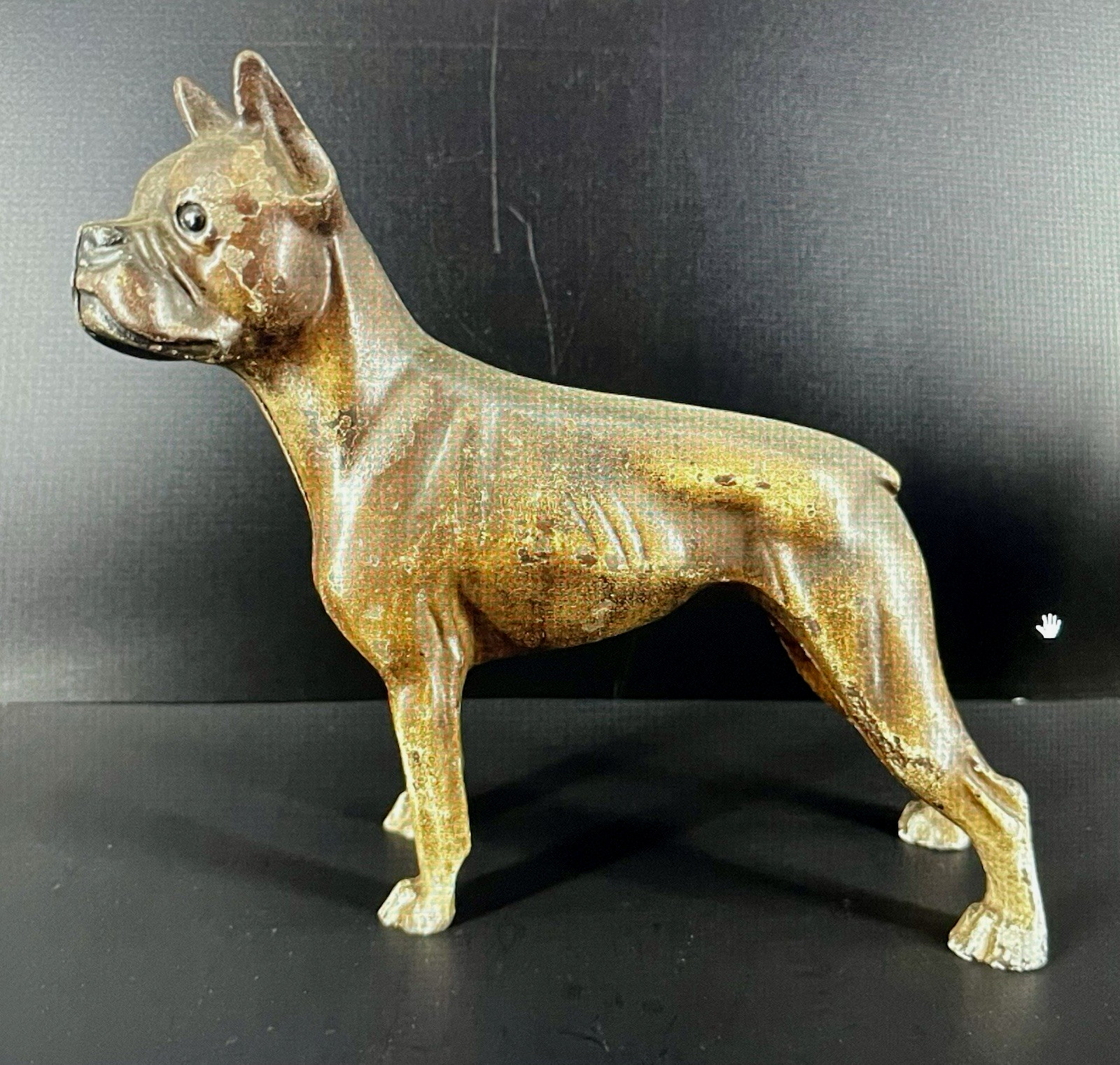 Extremely RARE Antique Hubley Cast Iron Boxer Dog Door Stop Original Paint C1930