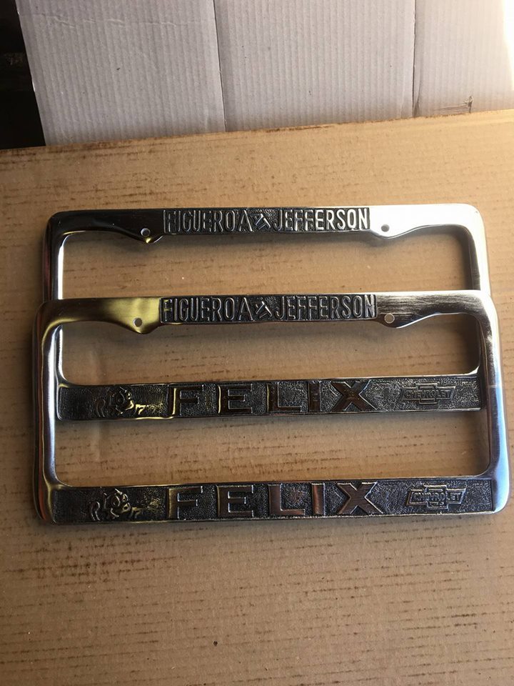 FELIX CHEVROLET FRONT AND BACK LICENSE PLATE FRAME SET FRAMES VINTAGE STYLE