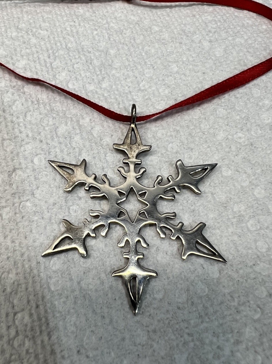 JH Breakell 925 Sterling Silver Snowflake Ornament 2008 Sailboat Design
