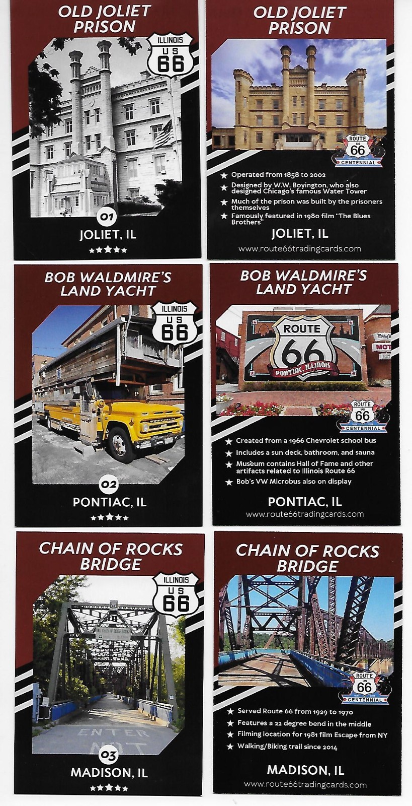 Route 66 Trading Card complete 27 card Centennial set IL,MO,KS,OK,TX,NM,AZ,CA