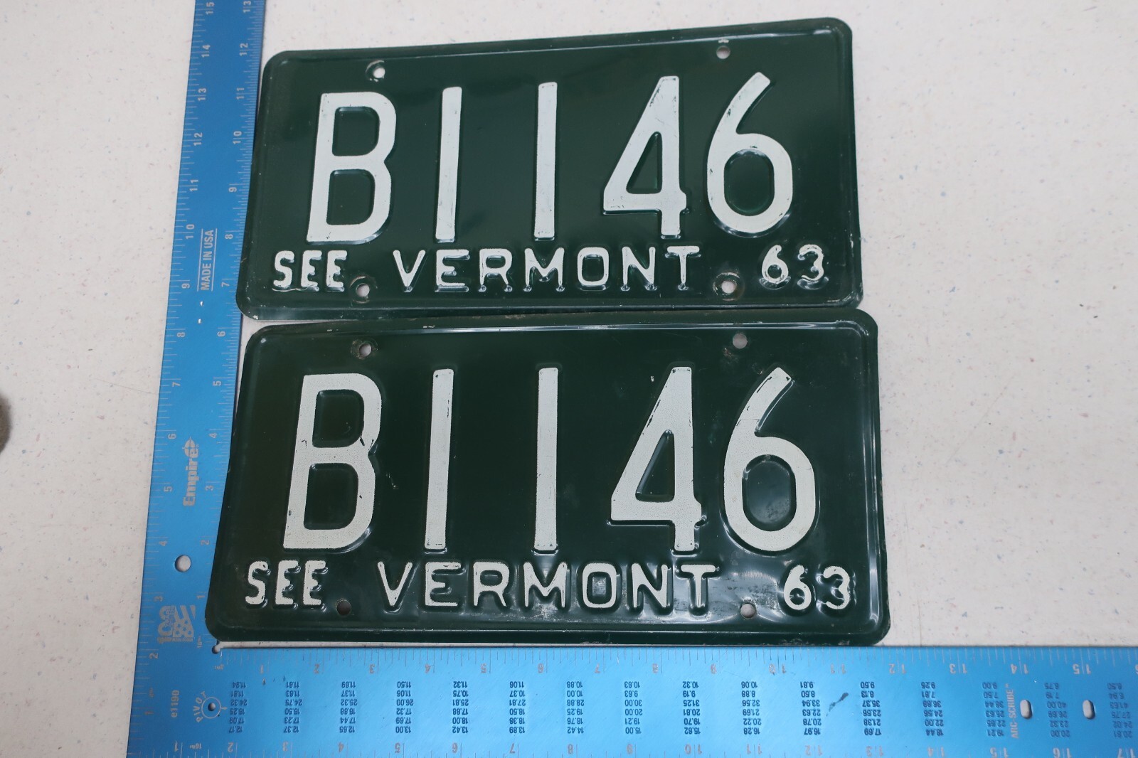 1963 63 VERMONT VT CAR VEHICLE LICENSE PLATE PAIR SET TAG #B1146