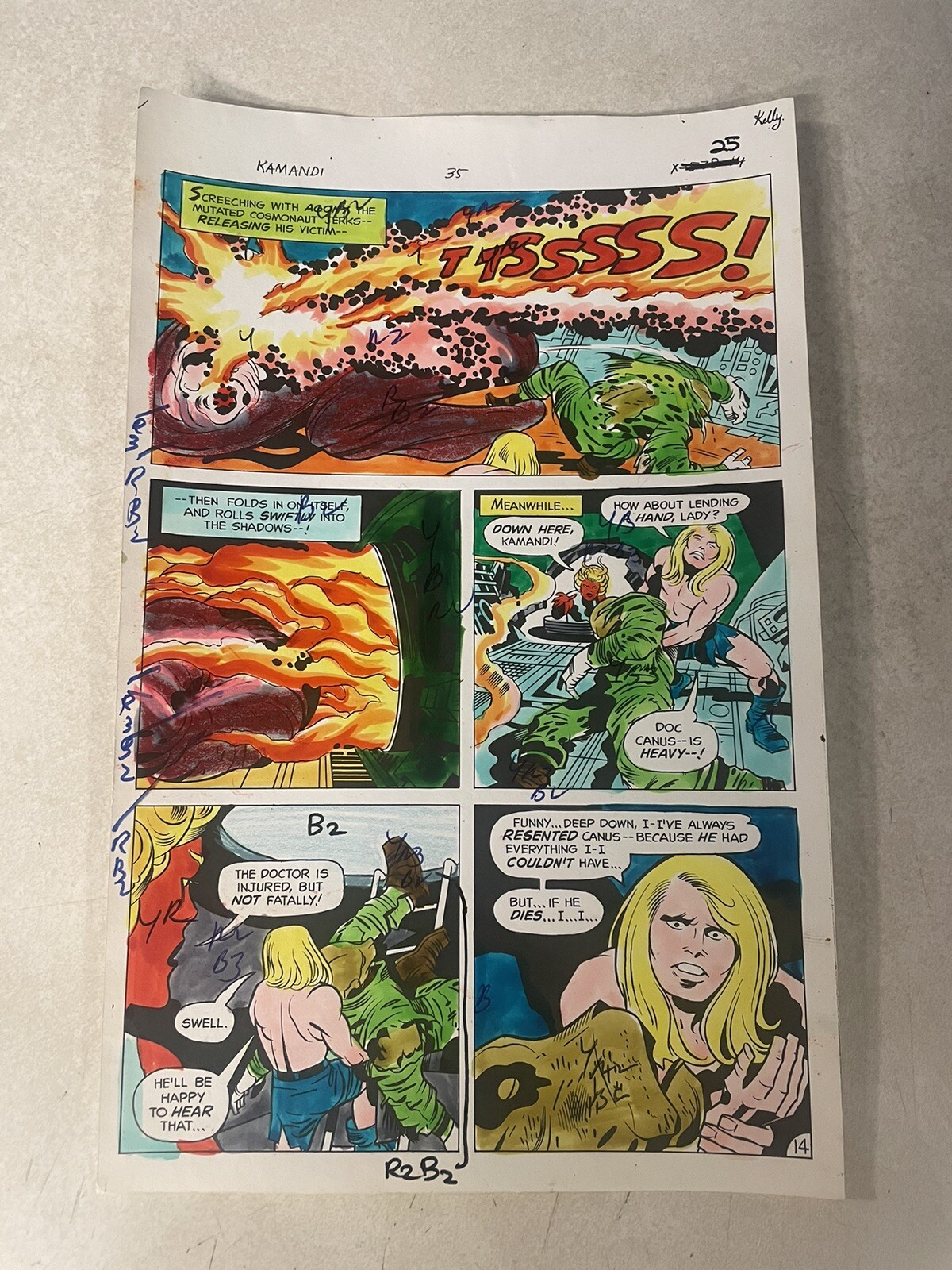 Kamandi #35 ART  comic color guide 1975 KIRBY MUTATE COSMONAUT VIBRANT DC