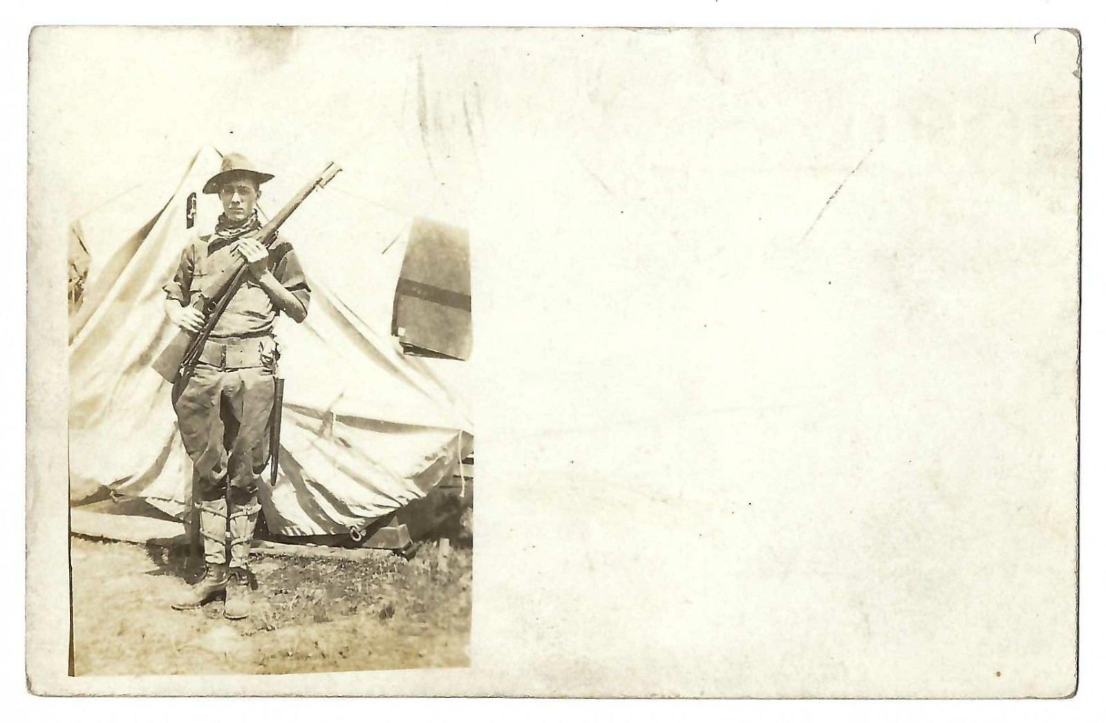 RPPC WWI Soldier Tent Rifle PA National Guard Co B 10th Reg Indiana Co PA Photo