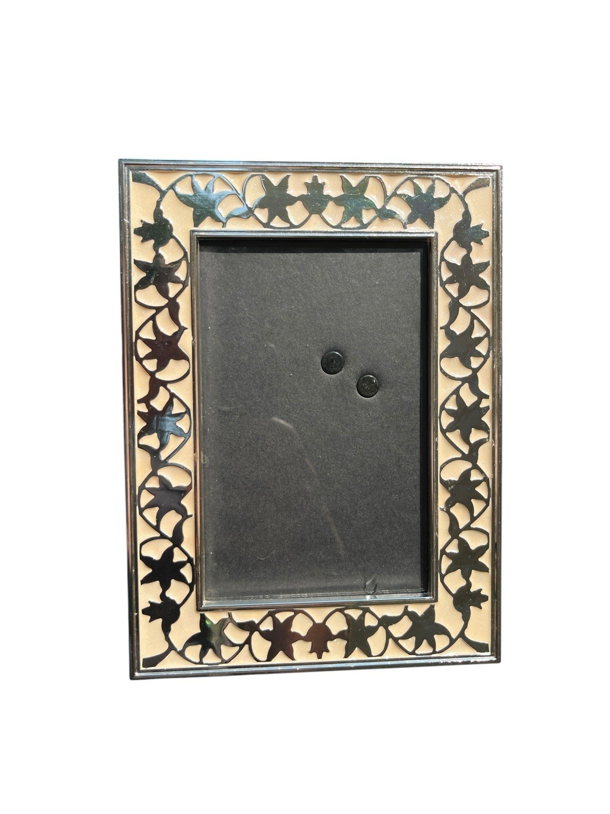 Thomas O’Brien Vintage Modern Silver Leaf/Floral Frame with Ivory Enamel Border