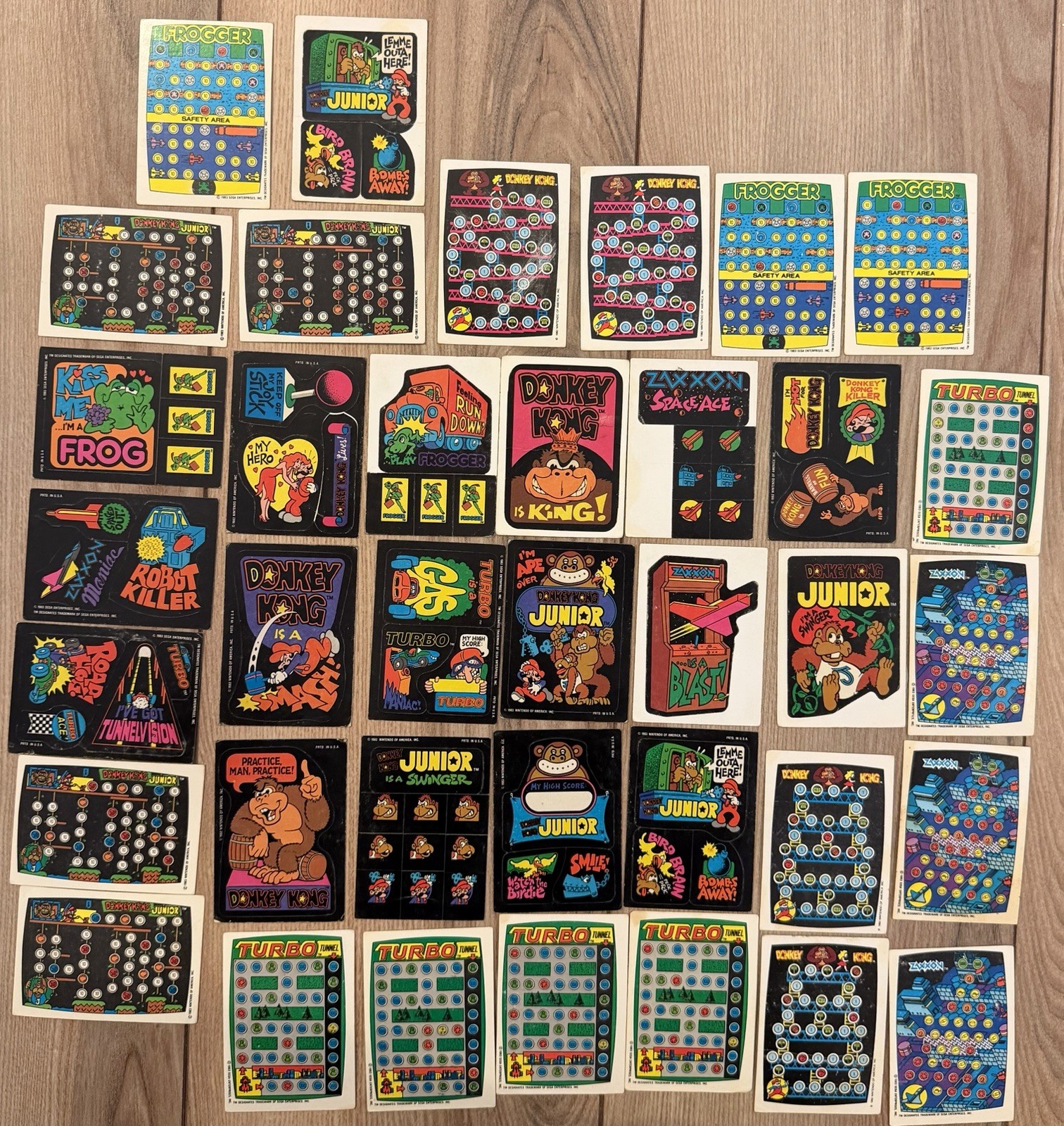 1983 Topps Video City Nintendo Donkey Kong Frogger Cards Stickers Zaxxon