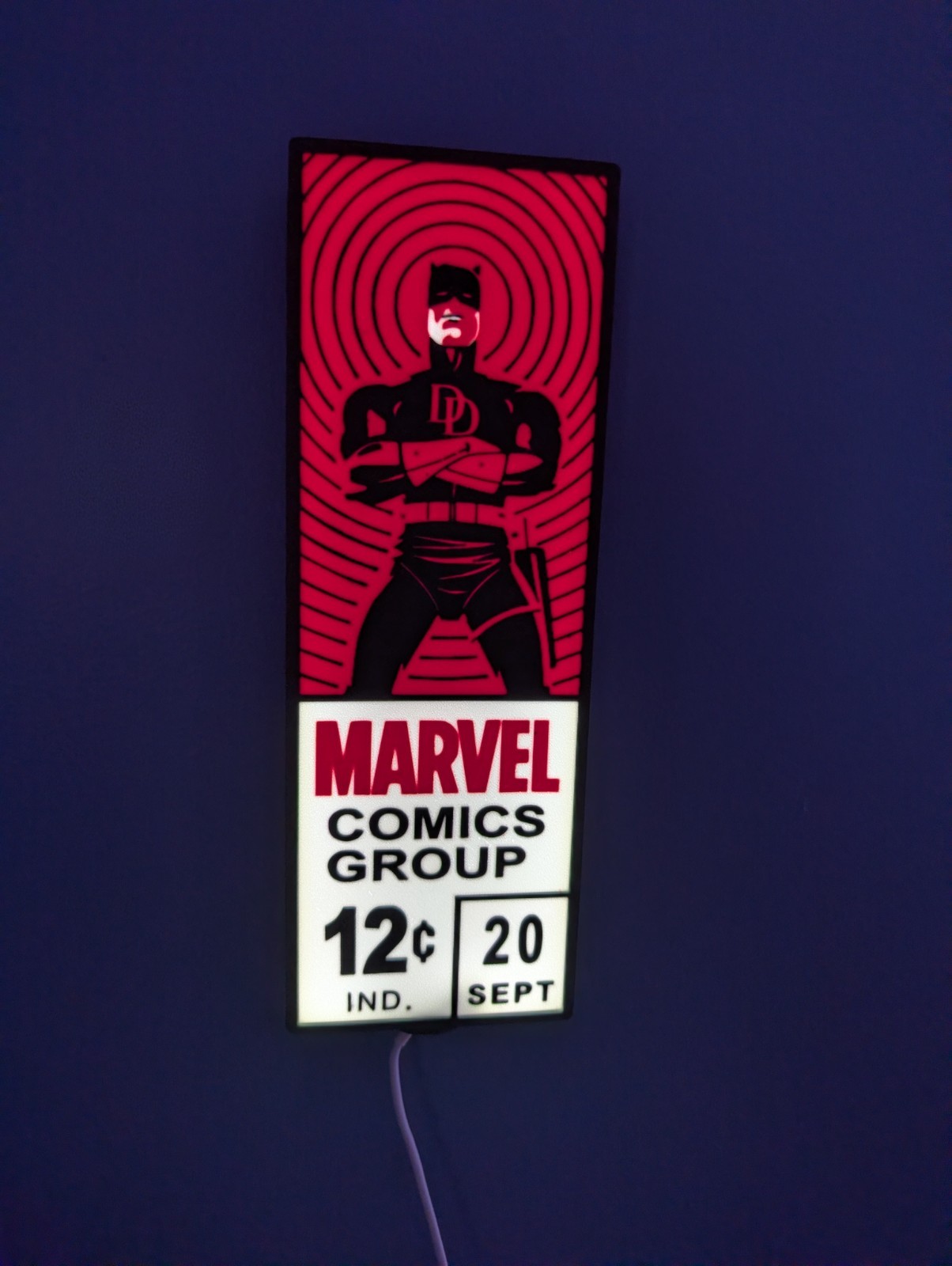 Daredevil LED Light Box Cornerbox Sign Marvel Retro Comic Art Wall Decor NEW