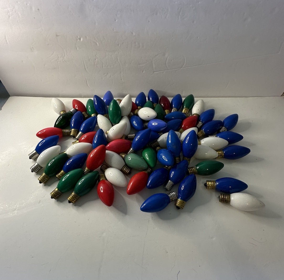 VTG Christmas Light Bulbs C9 Lot Of 67 Red Green Blue White NOT TESTED