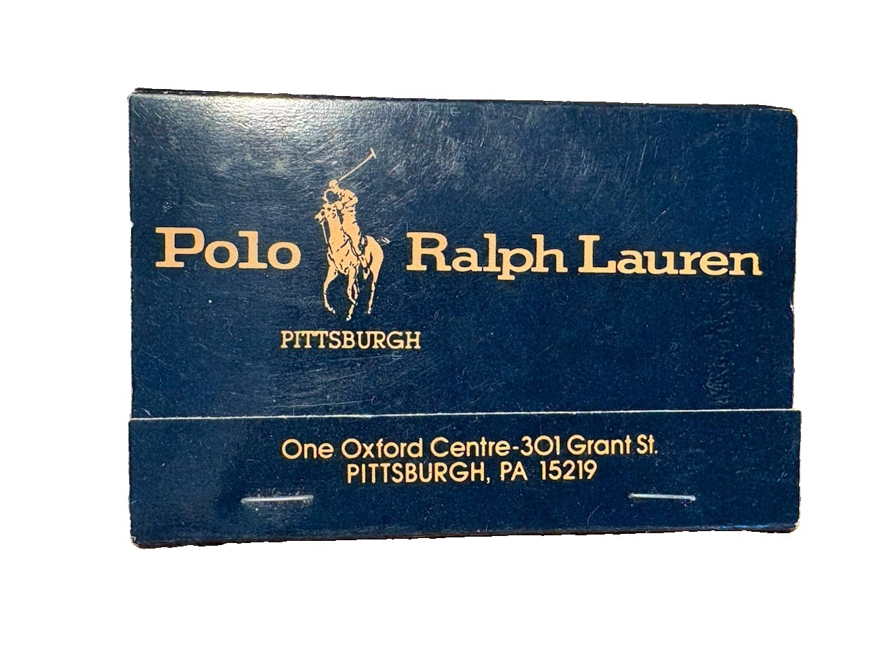 Vintage Polo Ralph Lauren Matchbook Pittsburgh One Oxford Centre Navy Gold Logo