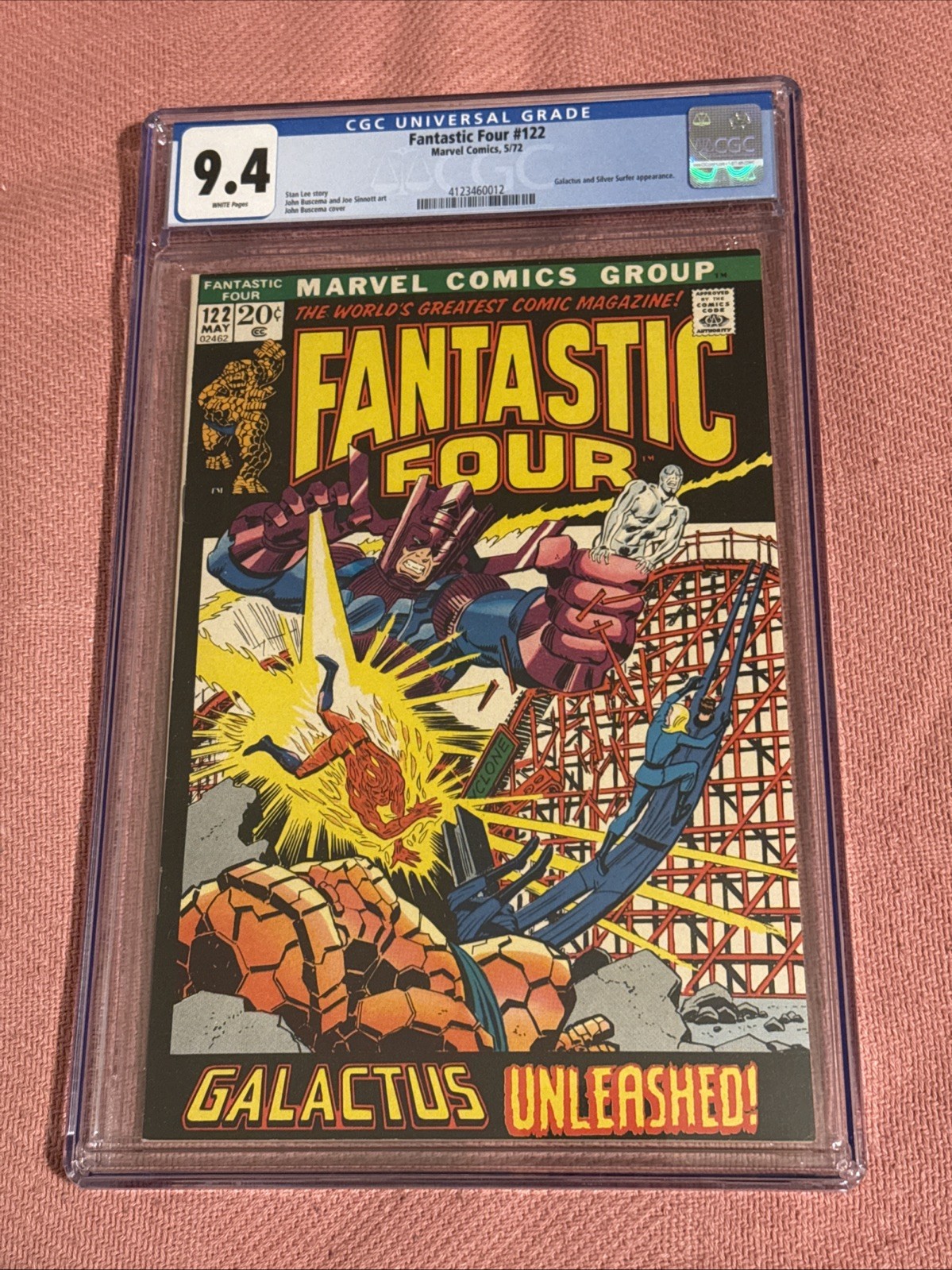 Fantastic Four #122, CGC 9.4, White Pages, Silver Surfer & Galactus App., 1972