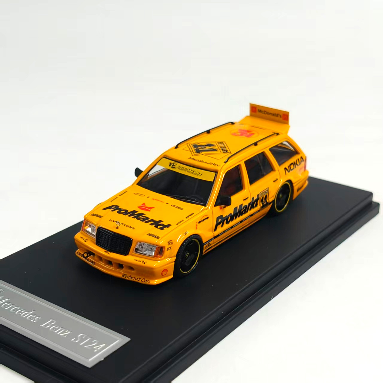 S124 1:64 Yellow Tuned Modified Wagon Diecast Model - Collectible Car